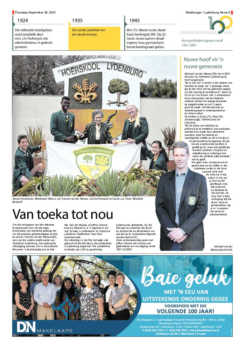 Hoërskool Lydenburg 100 jaar 2021 page 3