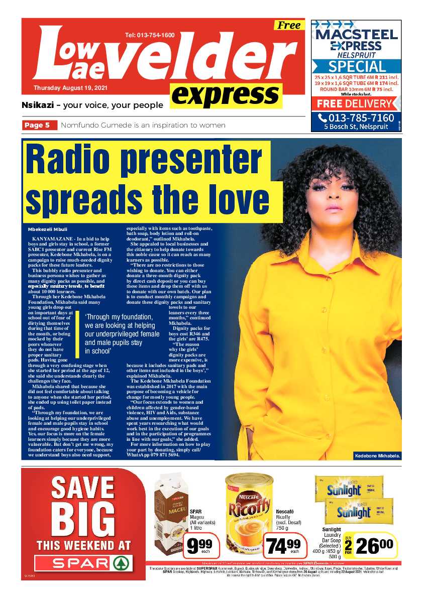 Lowvelder Express 19 August 2021 page 1