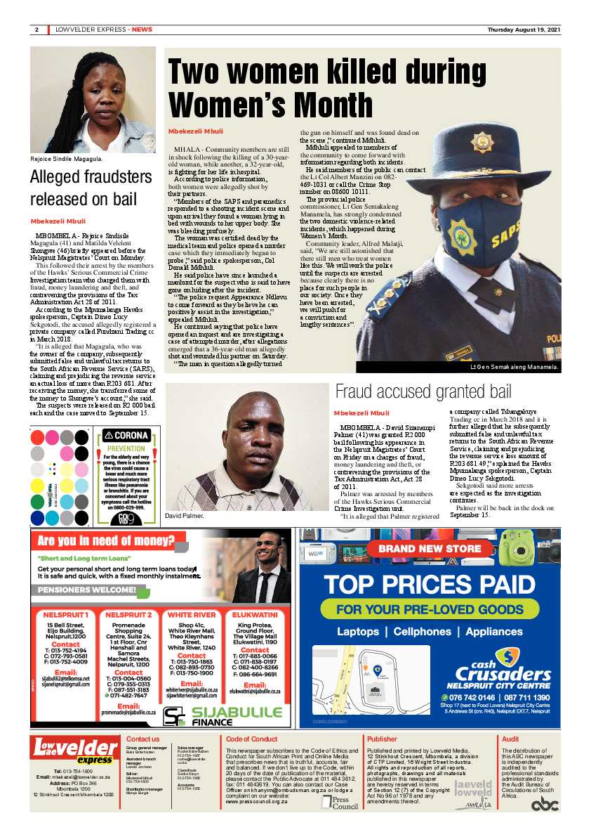 Lowvelder Express 19 August 2021 page 2