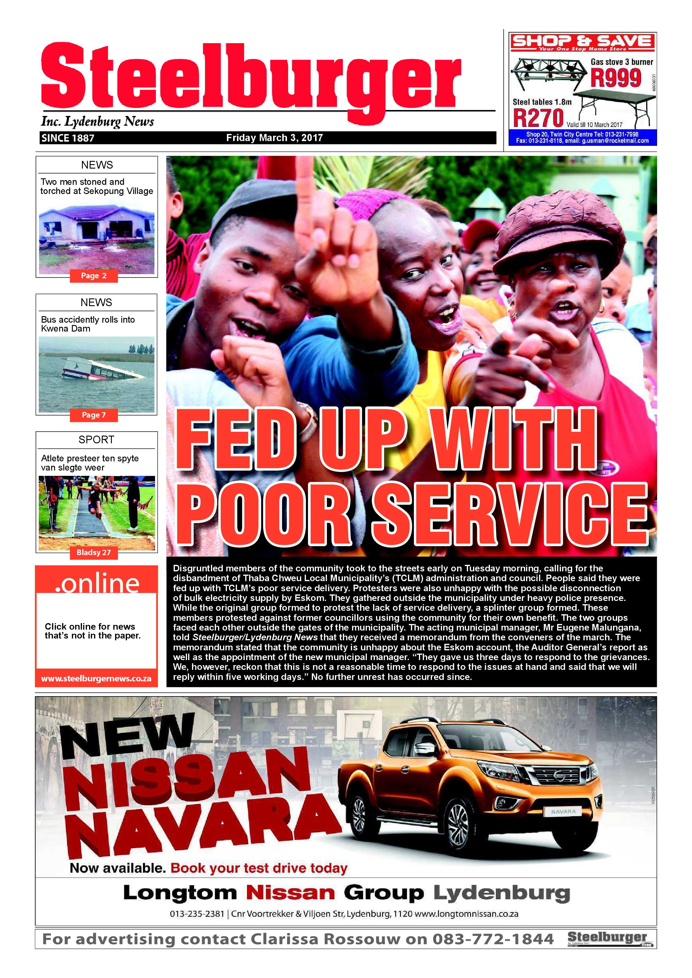 Steelburger News 3 March 2017 page 1