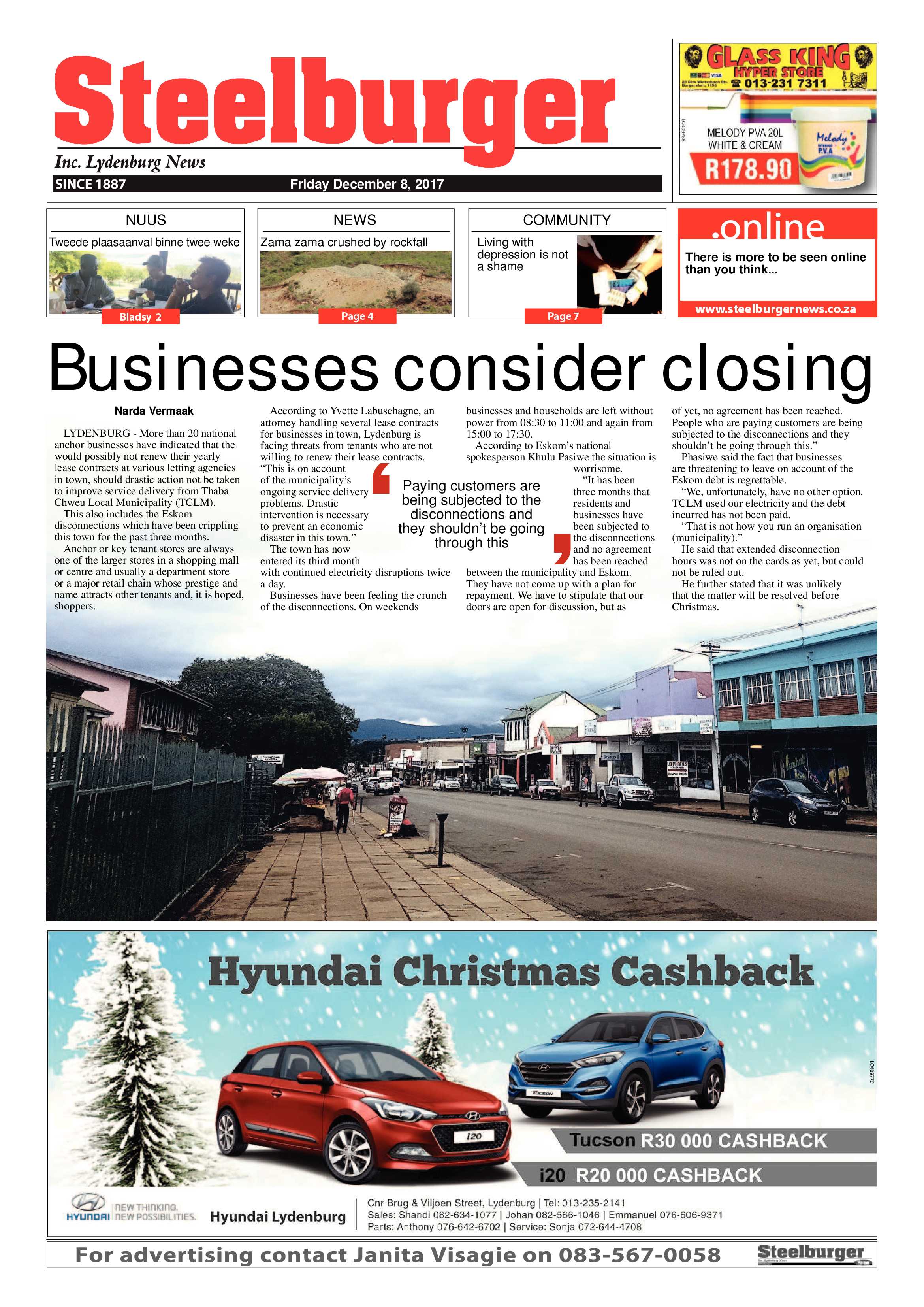 Steelburger News 8 December 2017 page 1