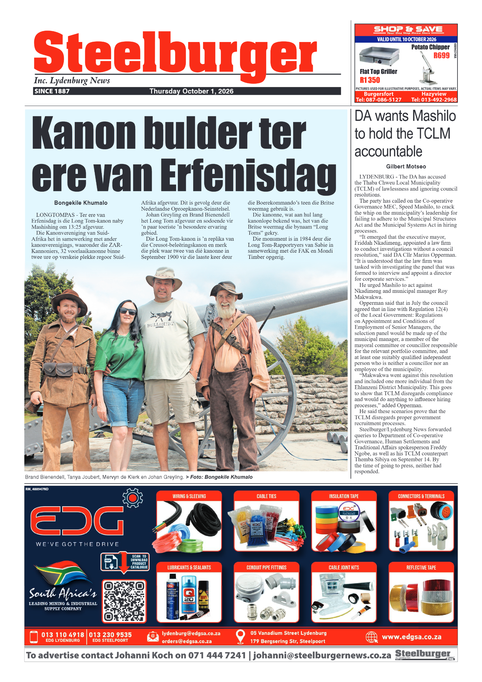 Steelburger News 01 October 2026 page 1