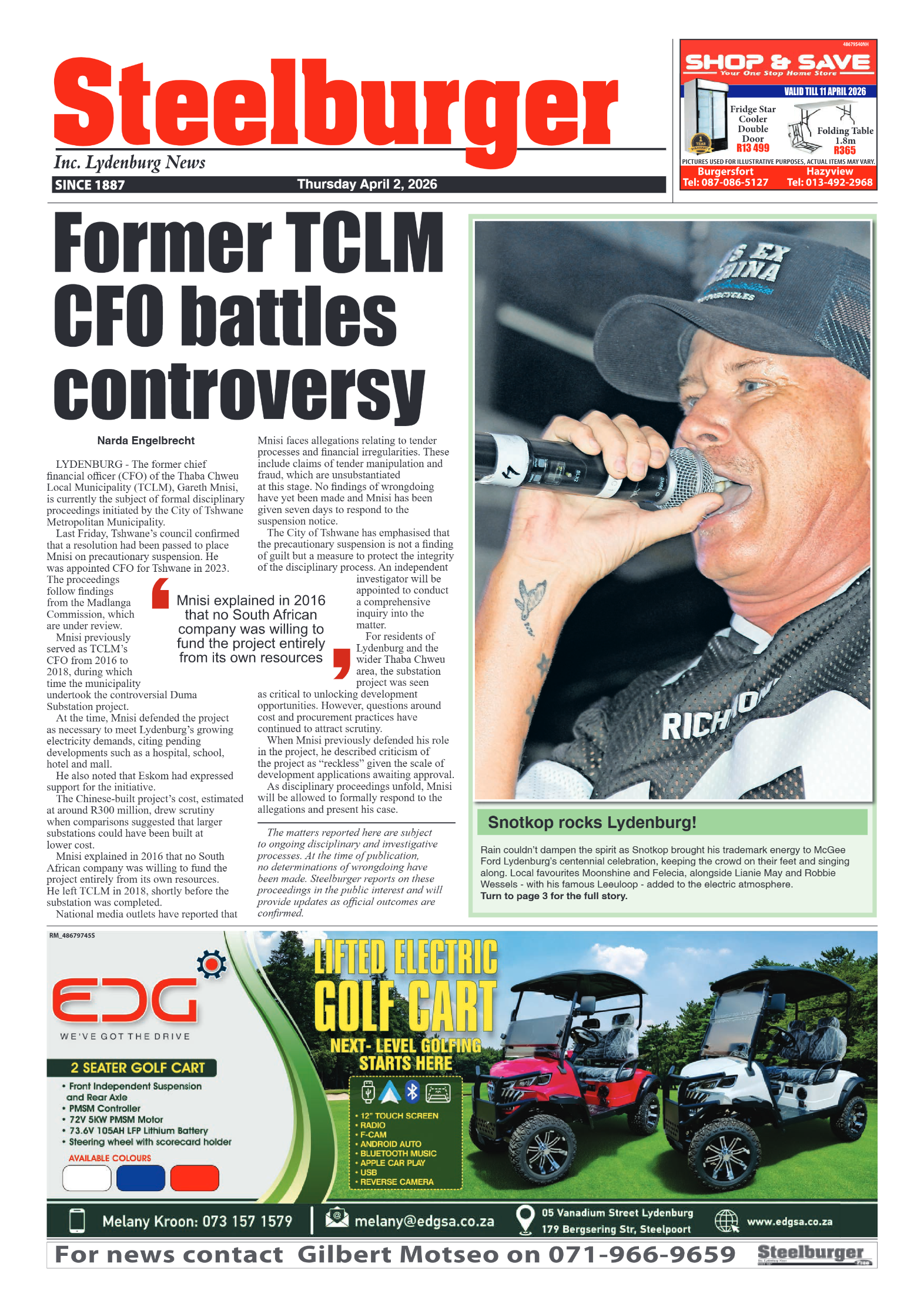 Steelburger News 02 April 2026 page 1