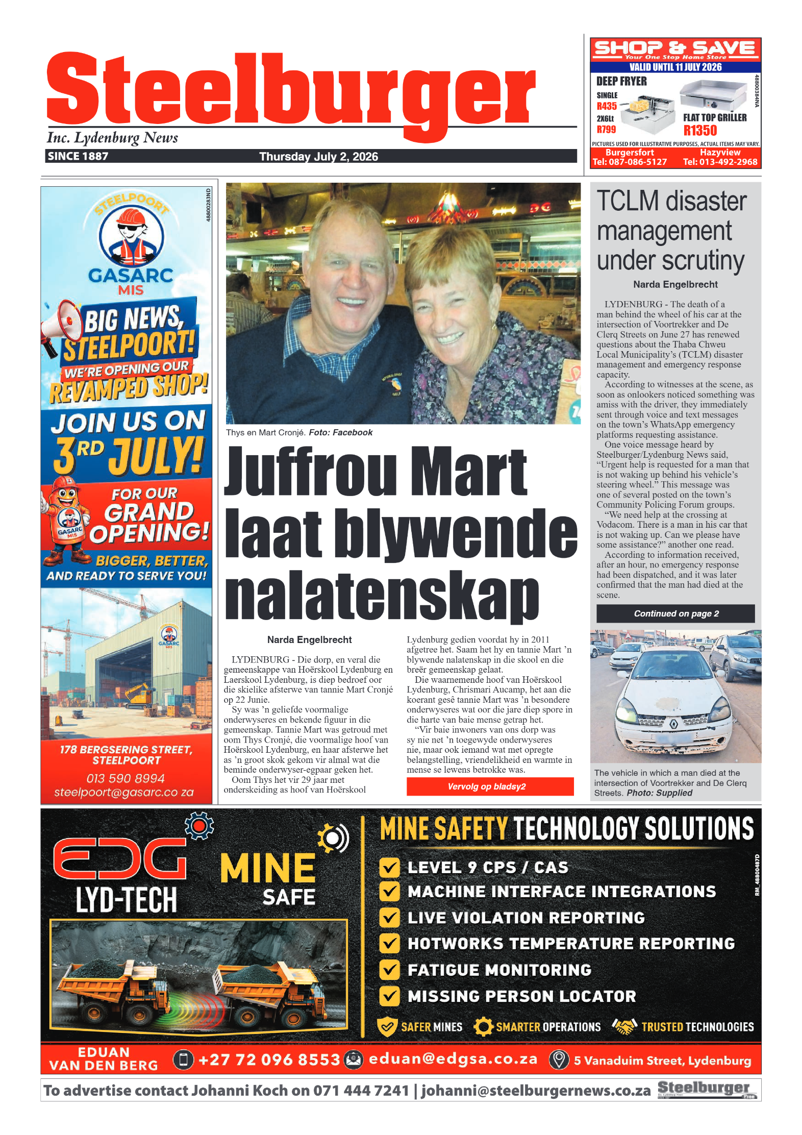 Steelburger News 02 July 2026 page 1