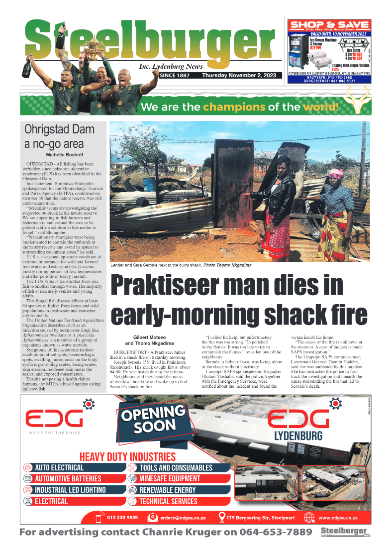 Steelburger News 02 November 2023 page 1