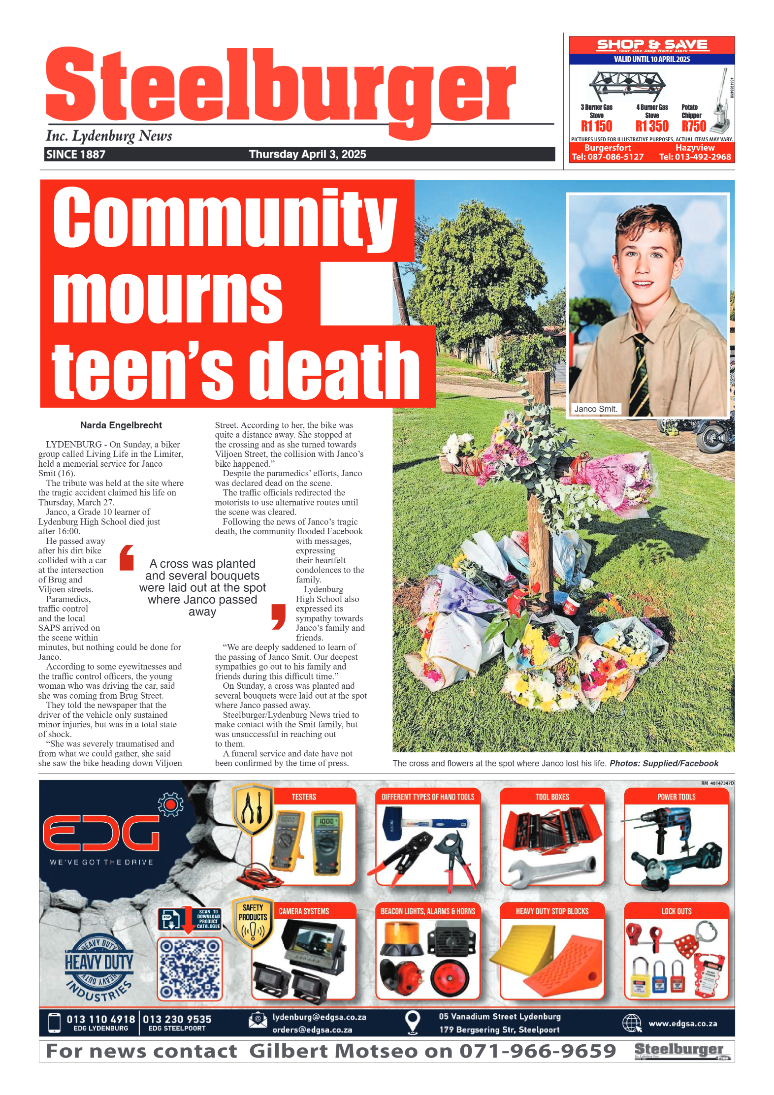 Steelburger News 03 April 2025 page 1