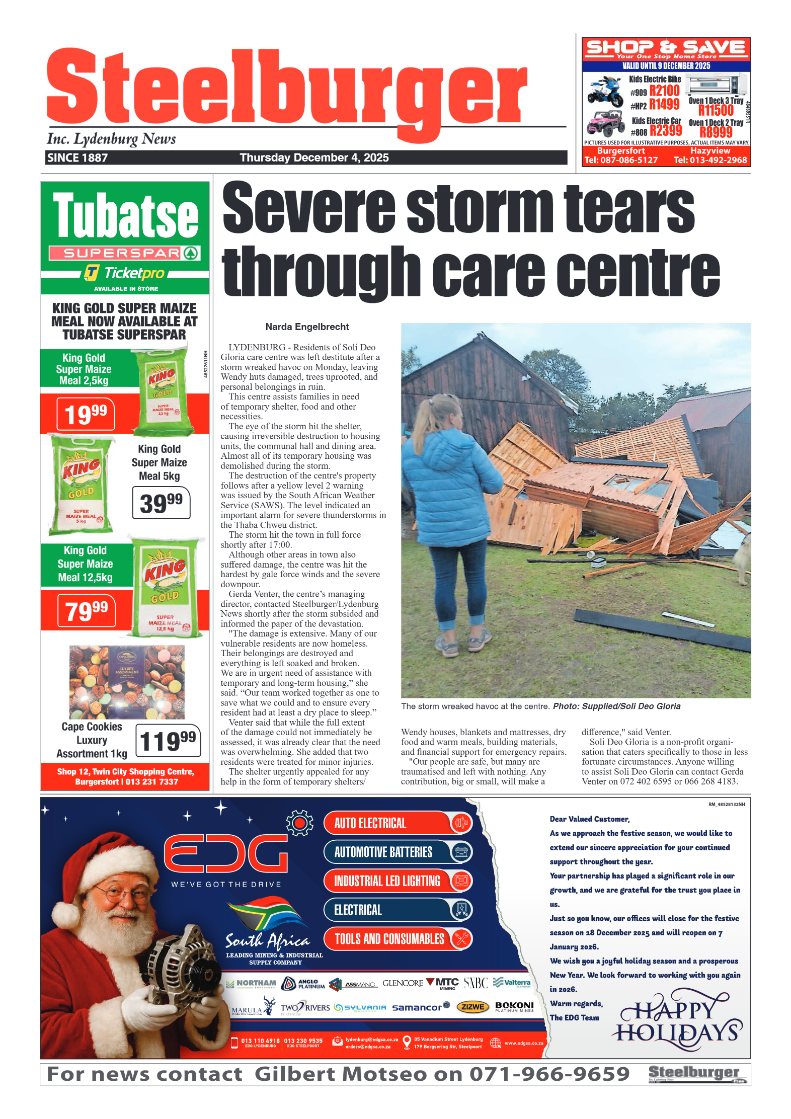 Steelburger News 4 December 2025 page 1