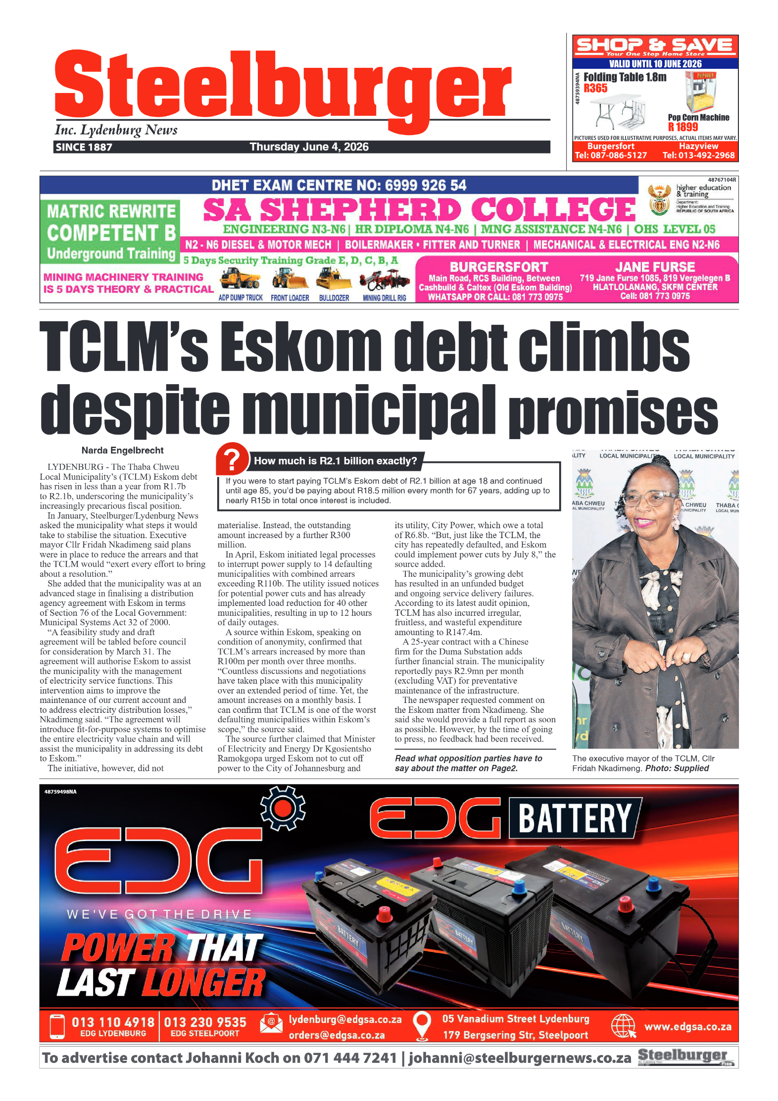 Steelburger News 4 June 2026 page 1