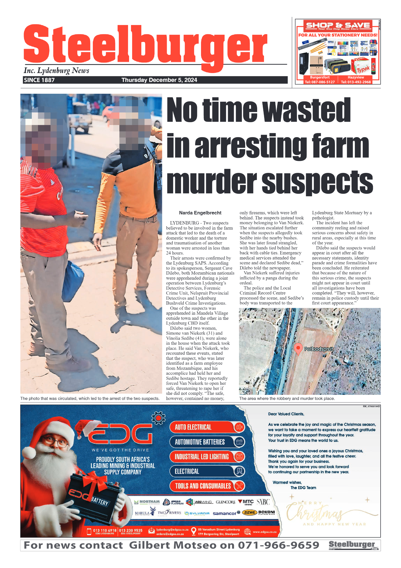 Steelburger News 5 December 2024 page 1