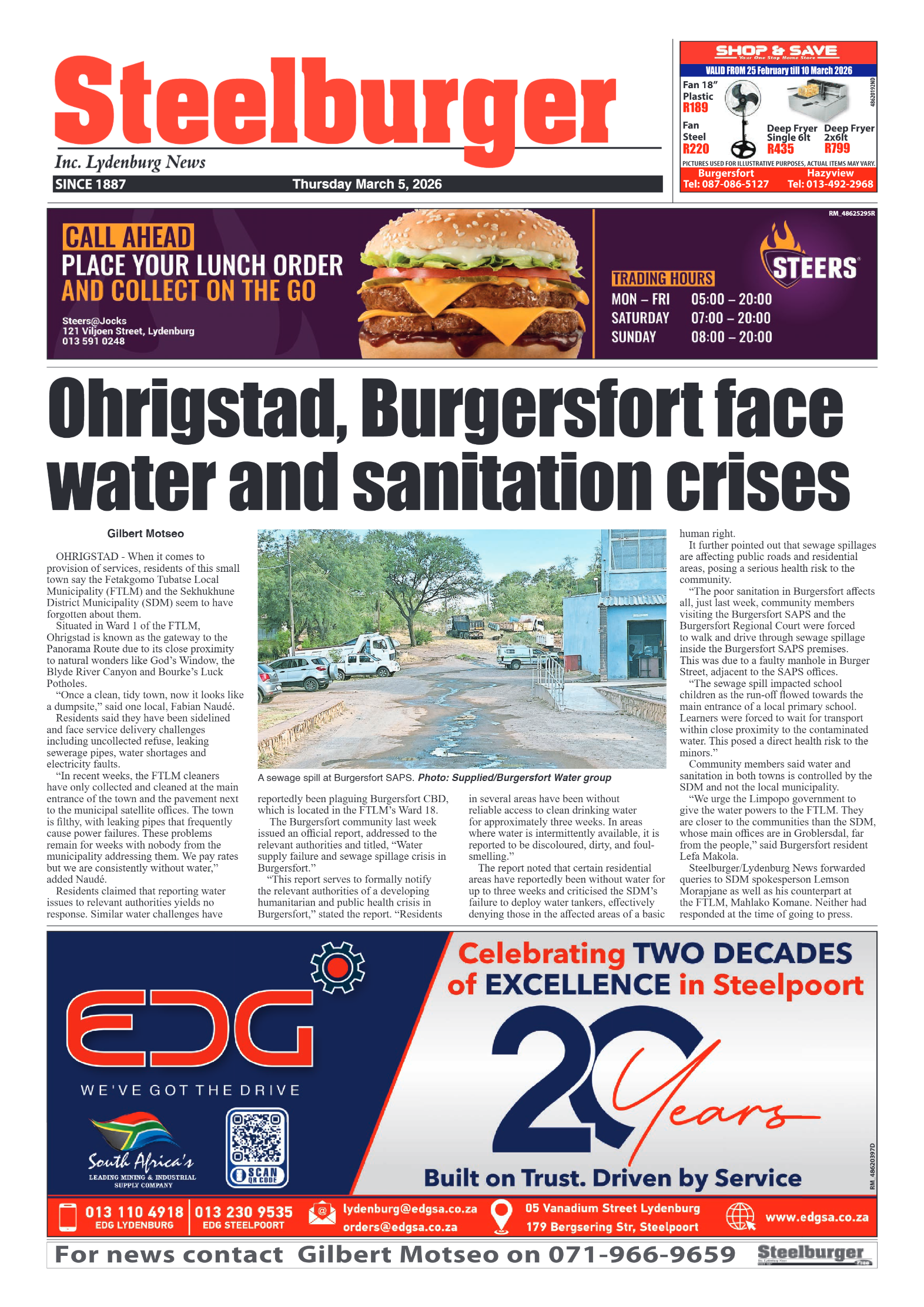 Steelburger News 5 March 2026 page 1