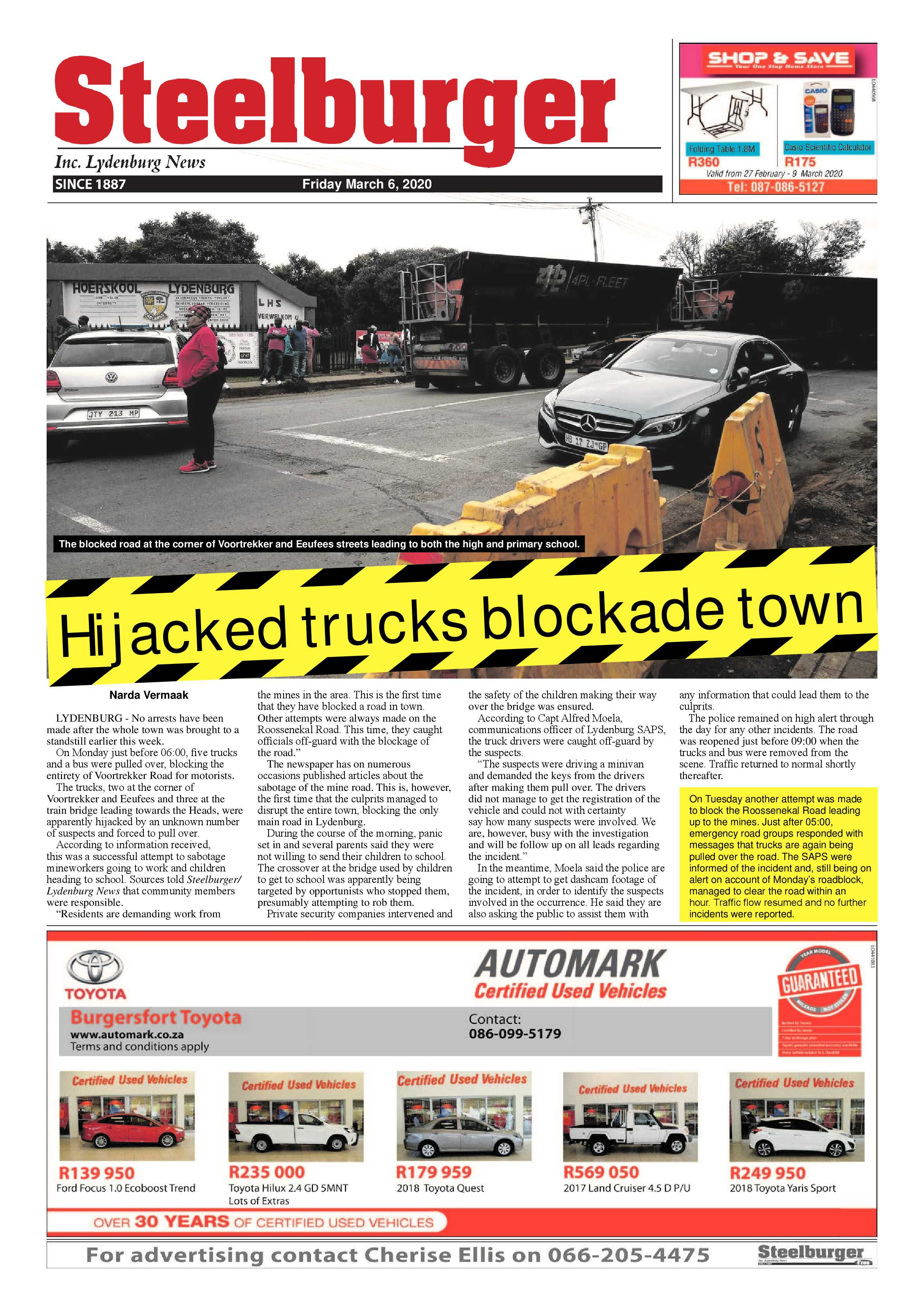 Steelburger News 06 March 2020 page 1