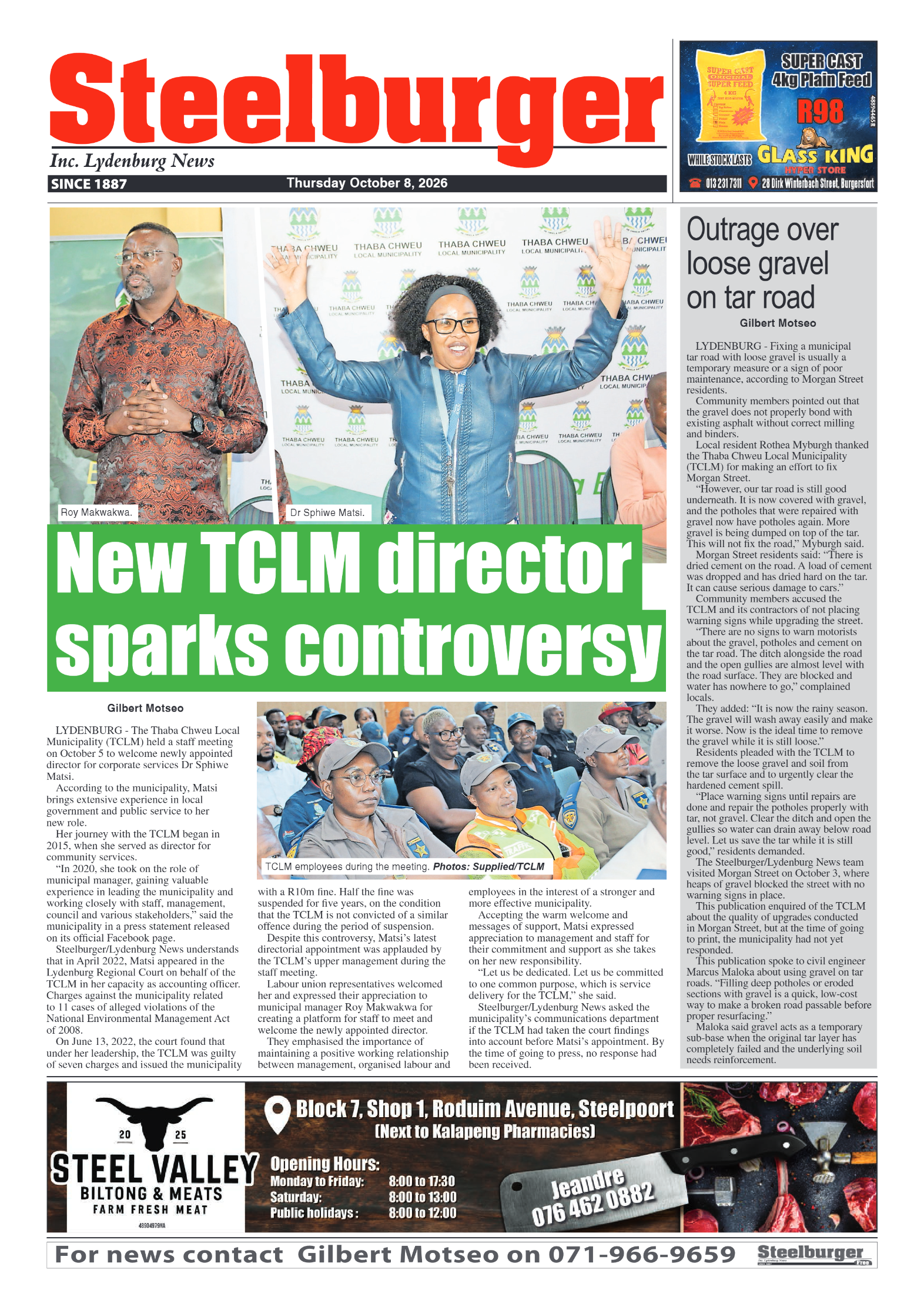 Steelburger News 08 October 2026 page 1