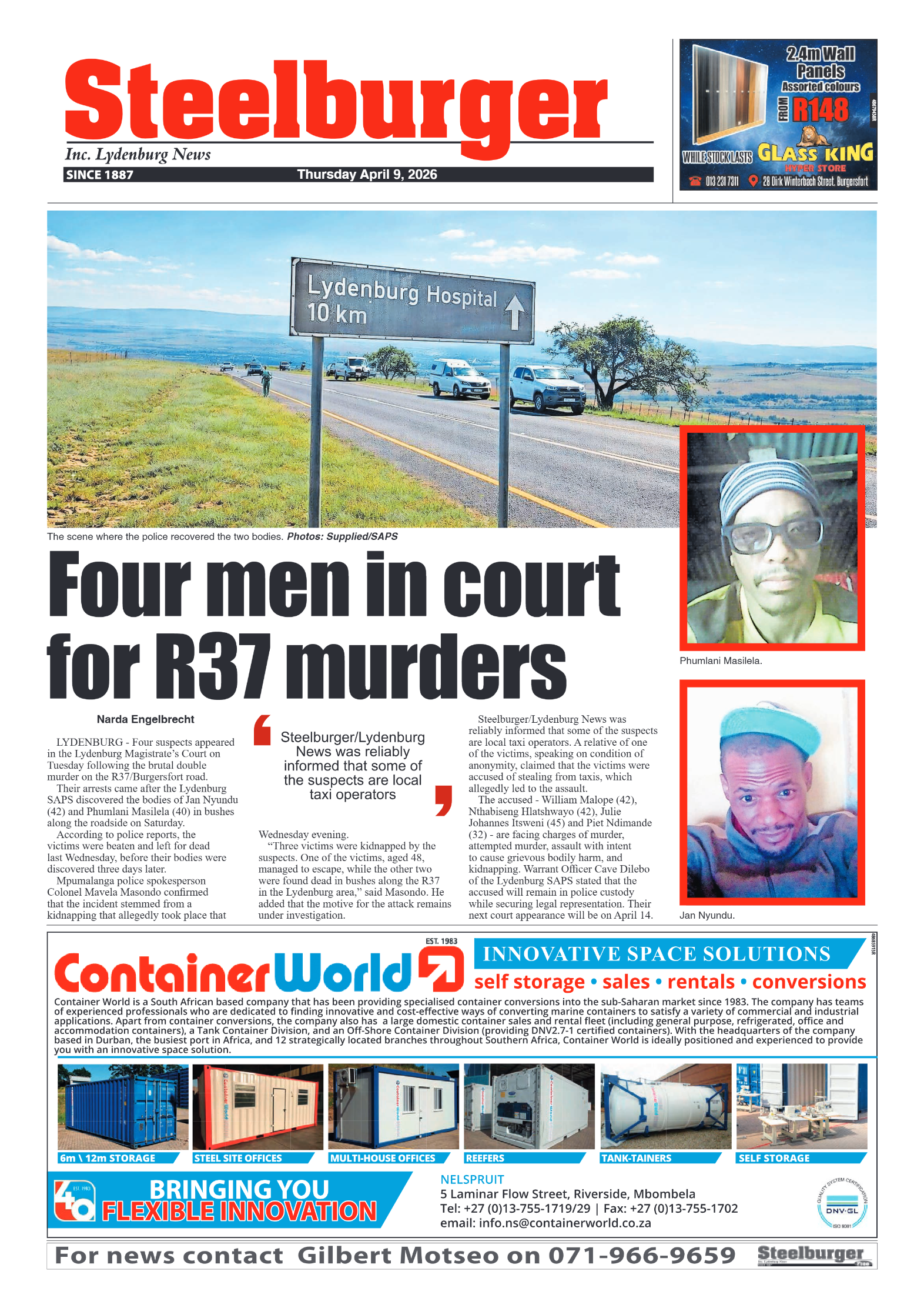 Steelburger News 09 April 2026 page 1