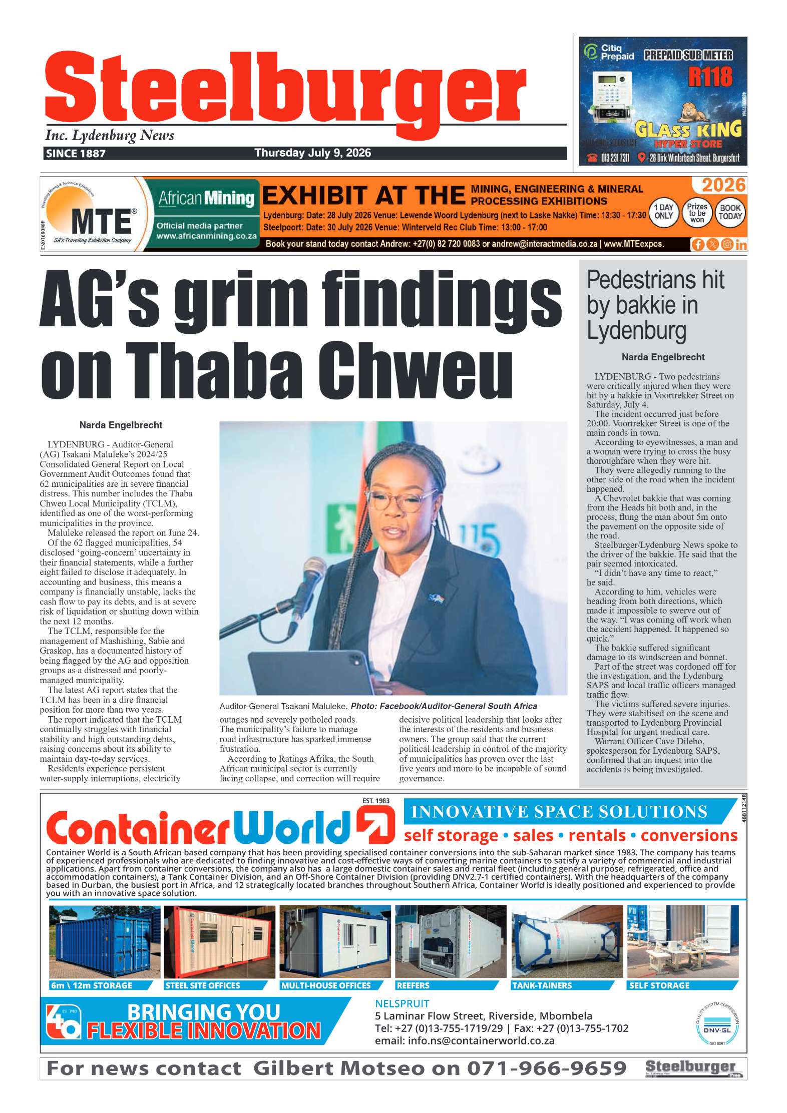 Steelburger News 9 July 2026 page 1