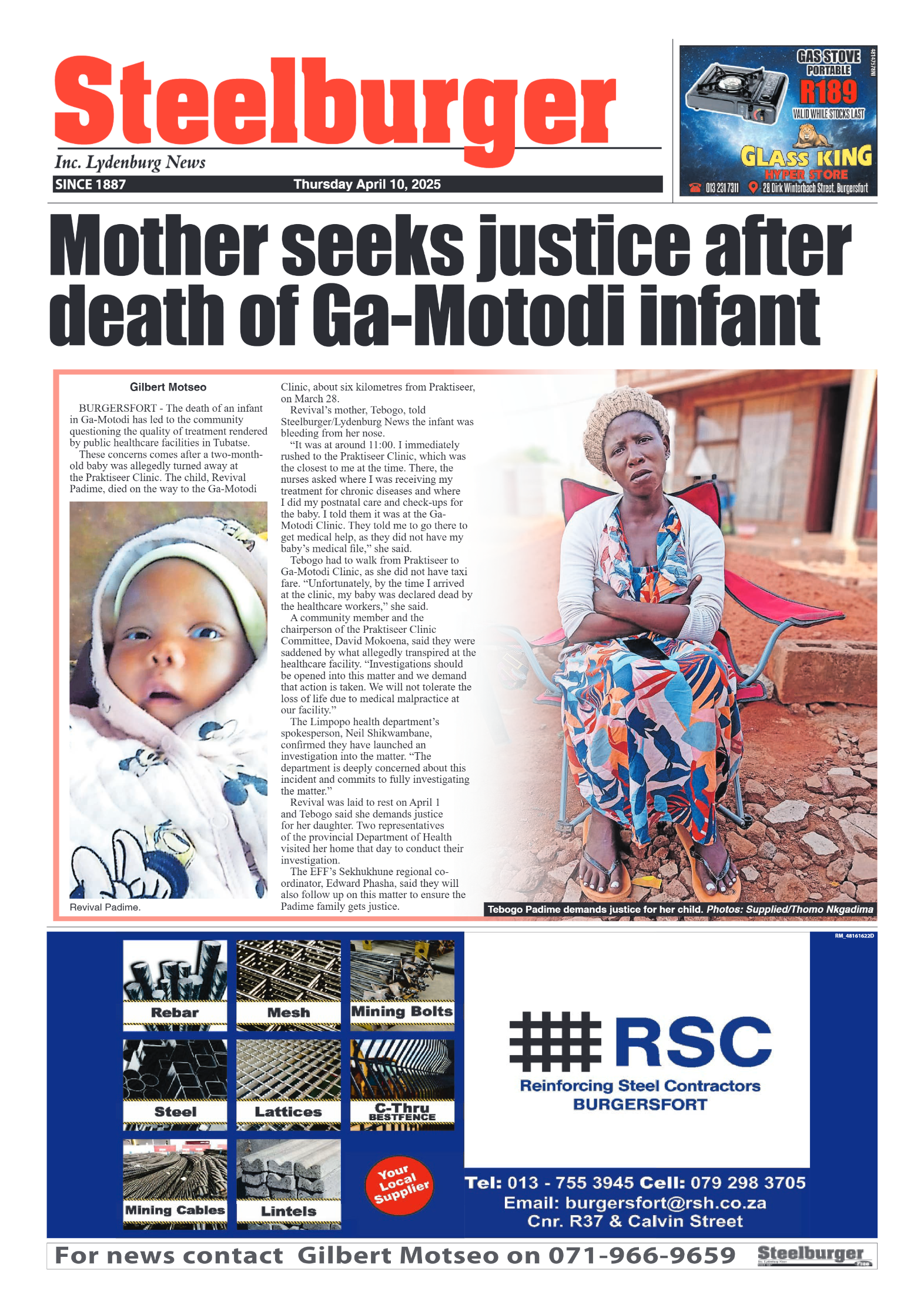 Steelburger News 09 April 2025 page 1