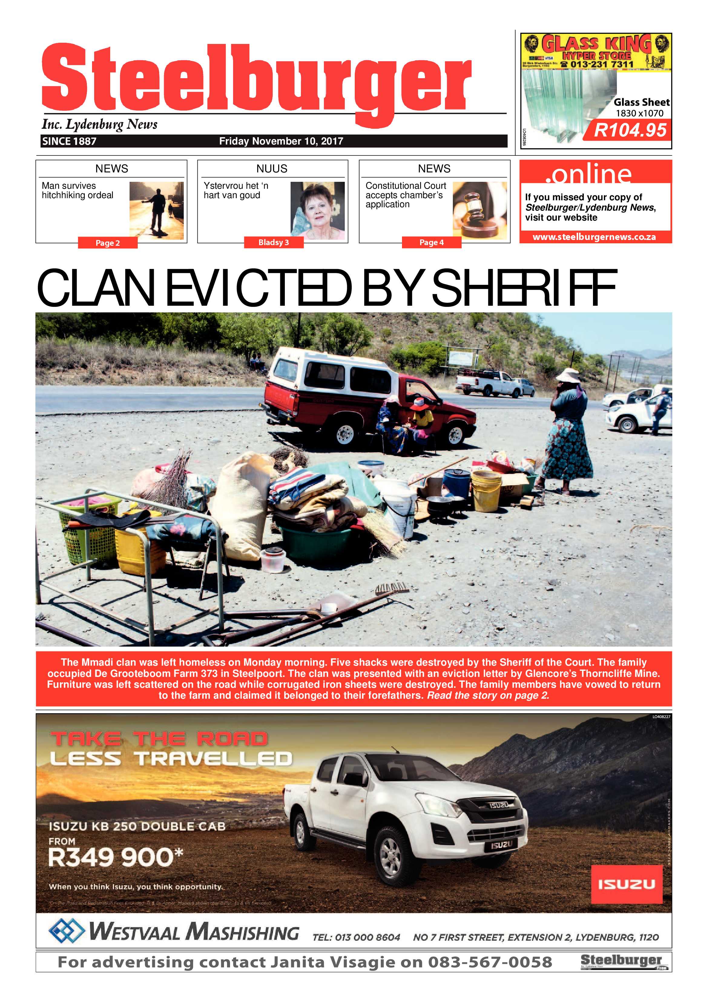 Steelburger News 10 November 2017 page 1