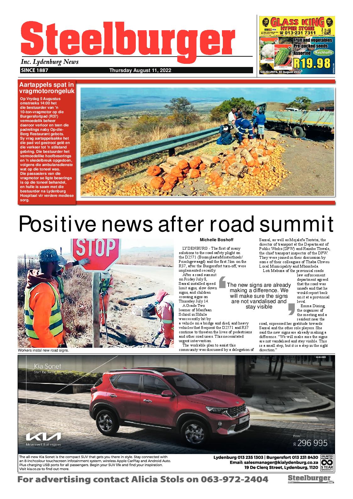 Steelburger News 11 August 2022 page 1