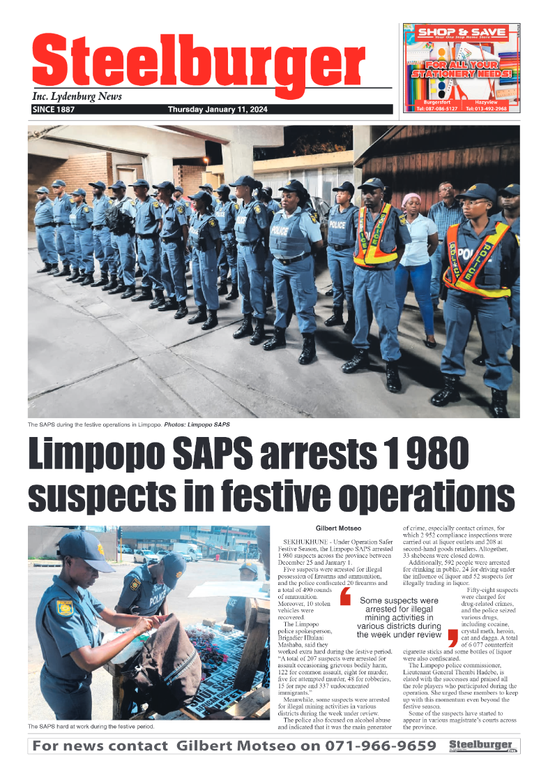 Steelburger news 11 January 2024 page 1