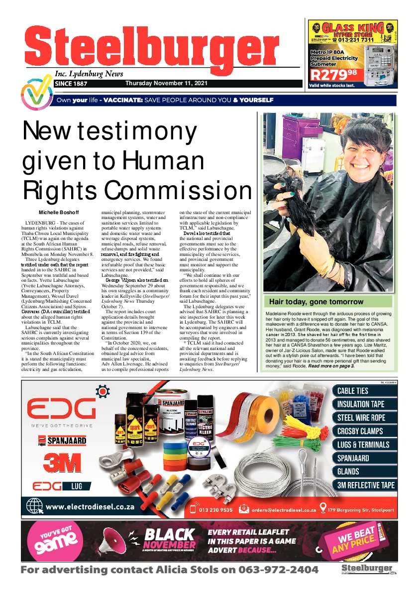 Steelburger News 11 November 2021 page 1