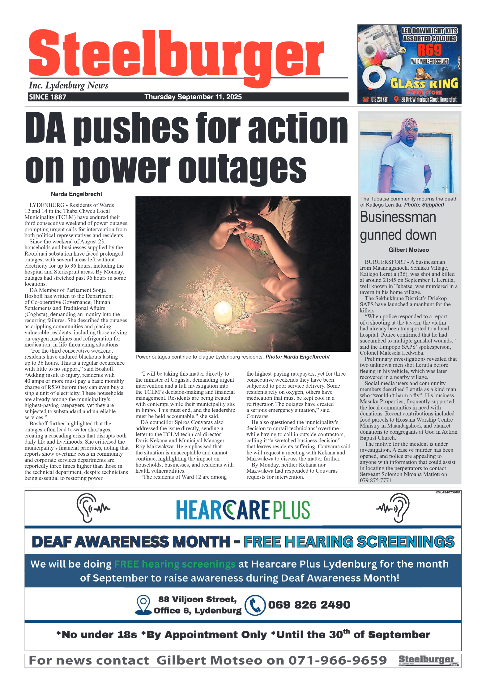 Steelburger News 11 September 2025 page 1