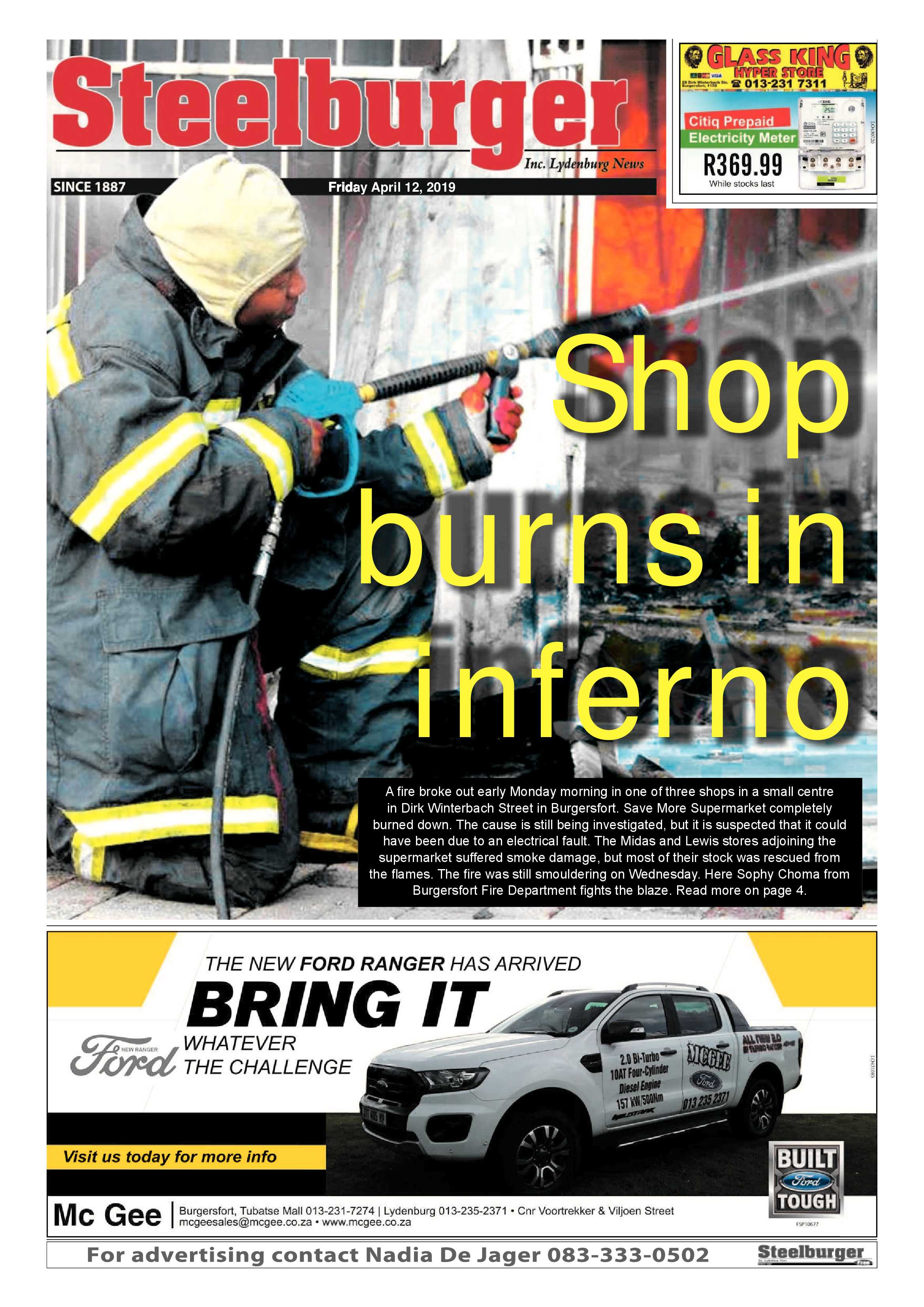 Steelburger News 12 April 2019 page 1