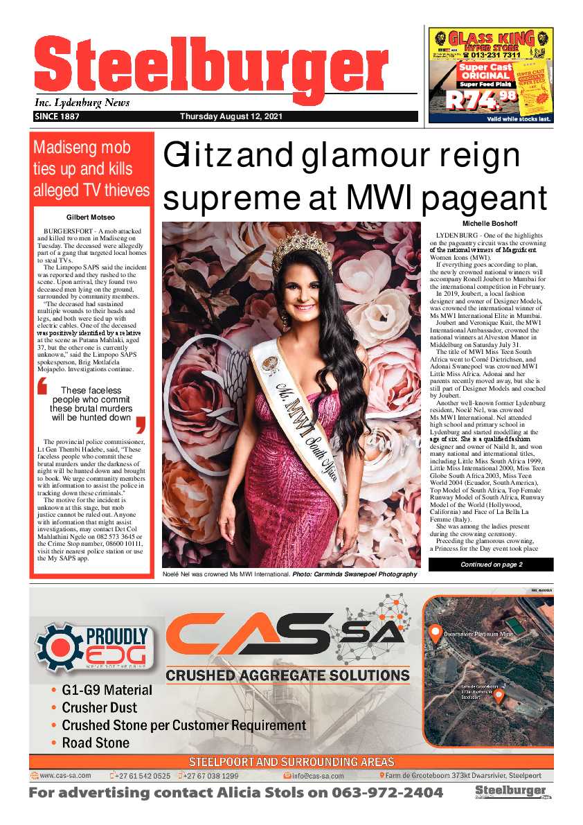 Steelburger News 12 August 2021 page 1