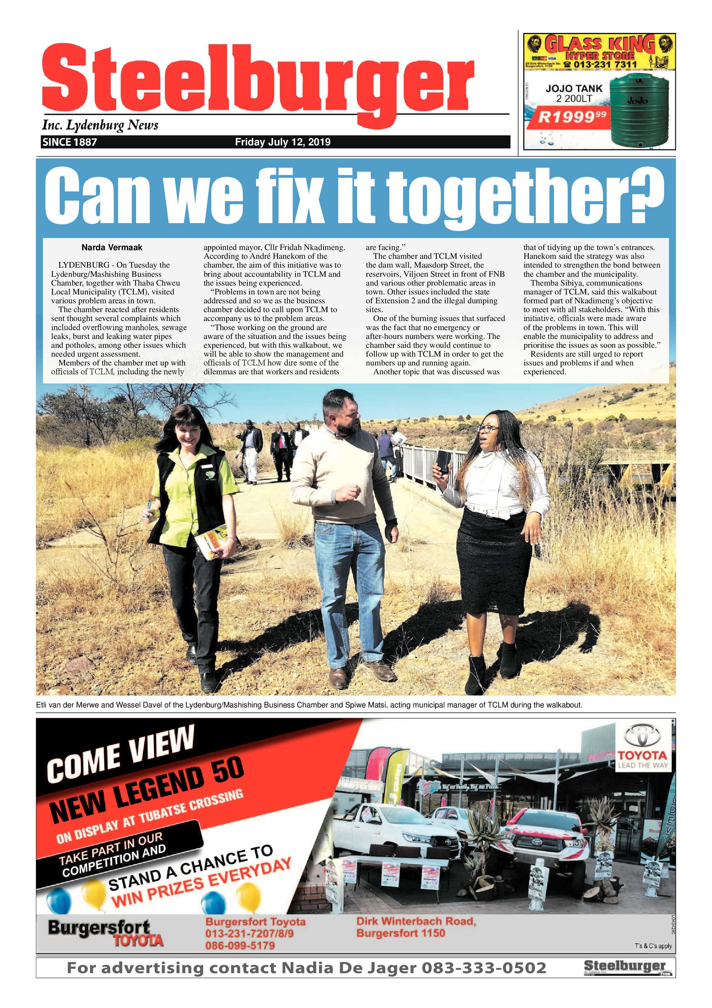 Steelburger News 12 July 2019 page 1