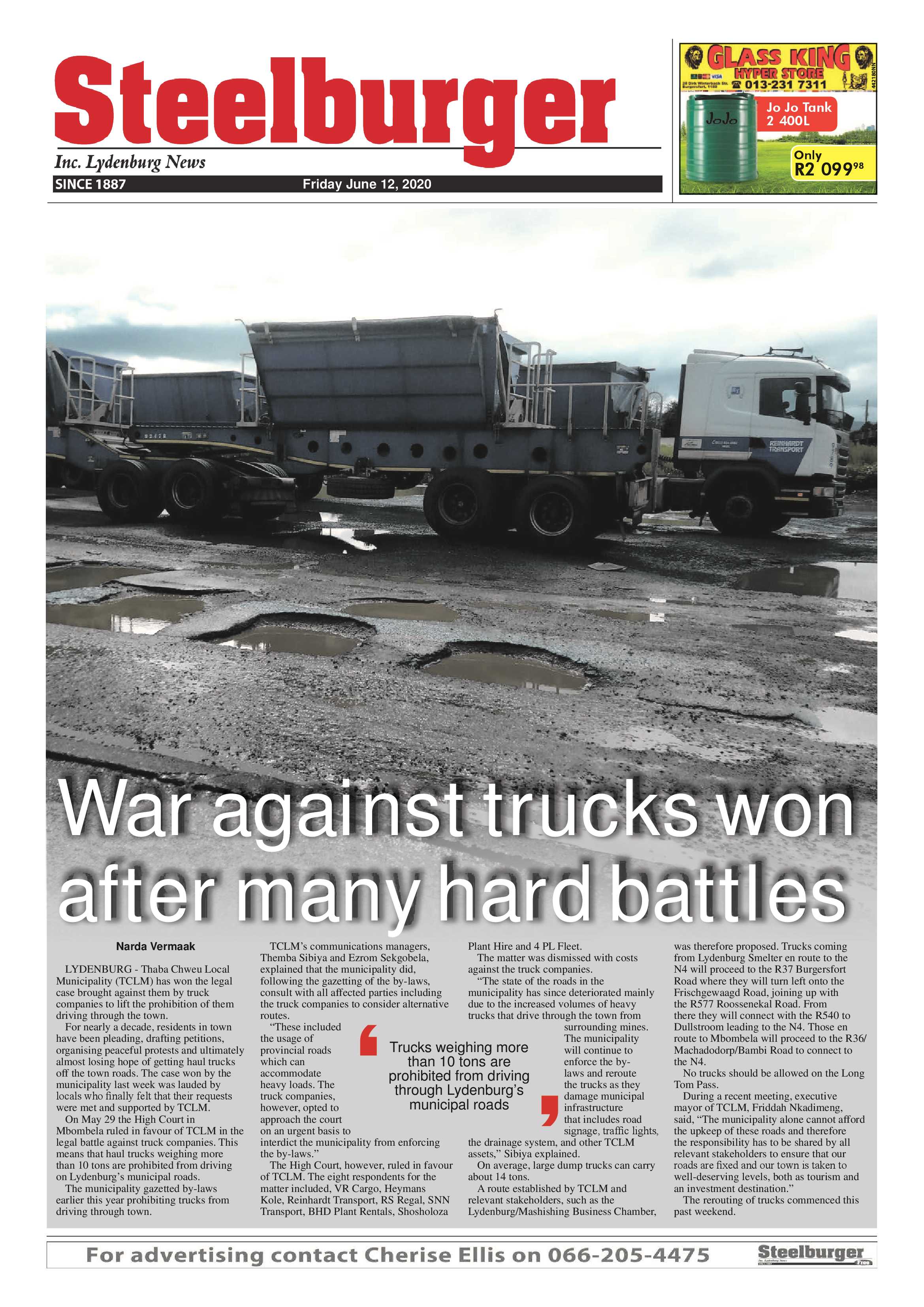 Steelburger news 12 June 2020 page 1