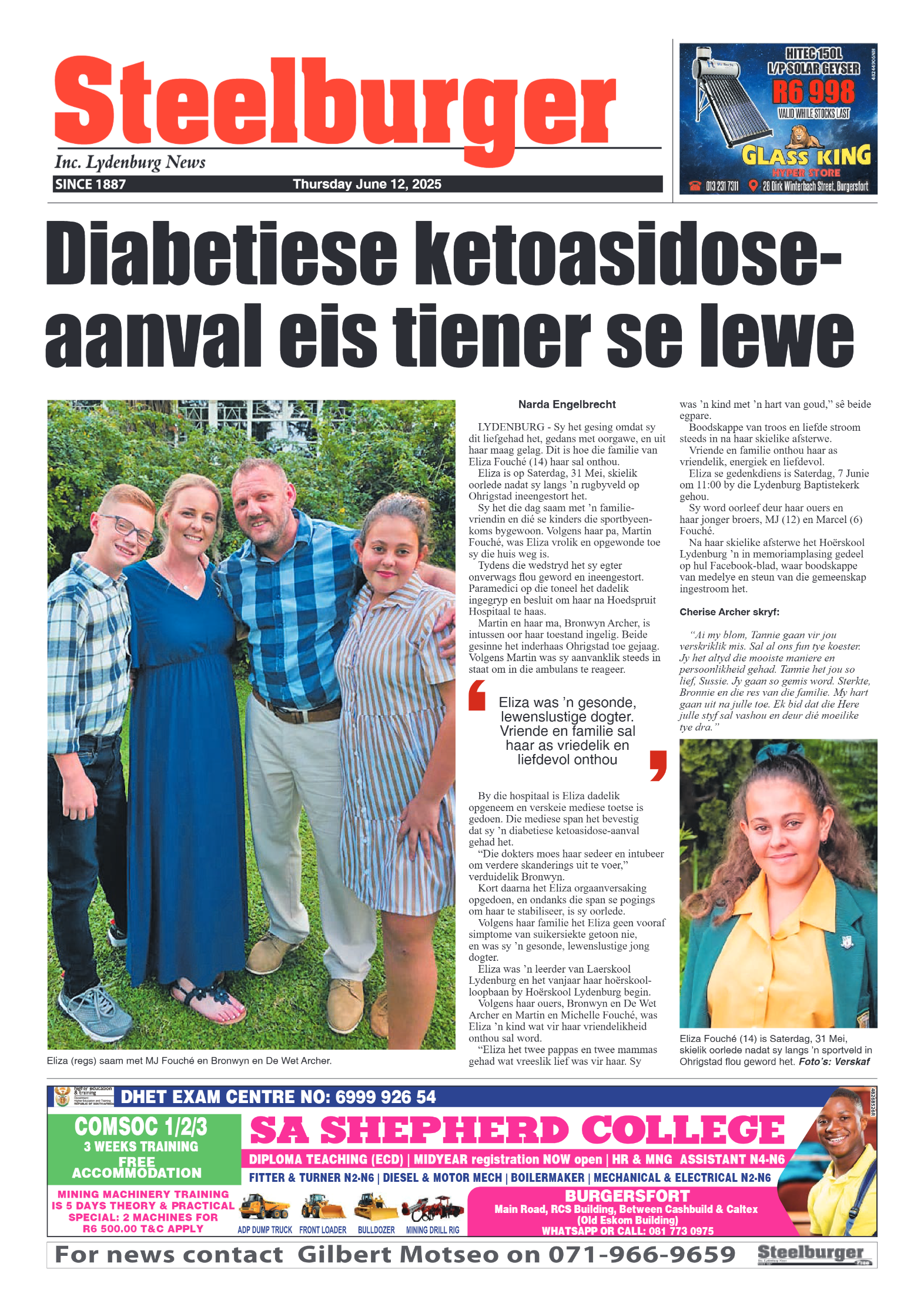 Steelburger News 12 June 2025 page 1