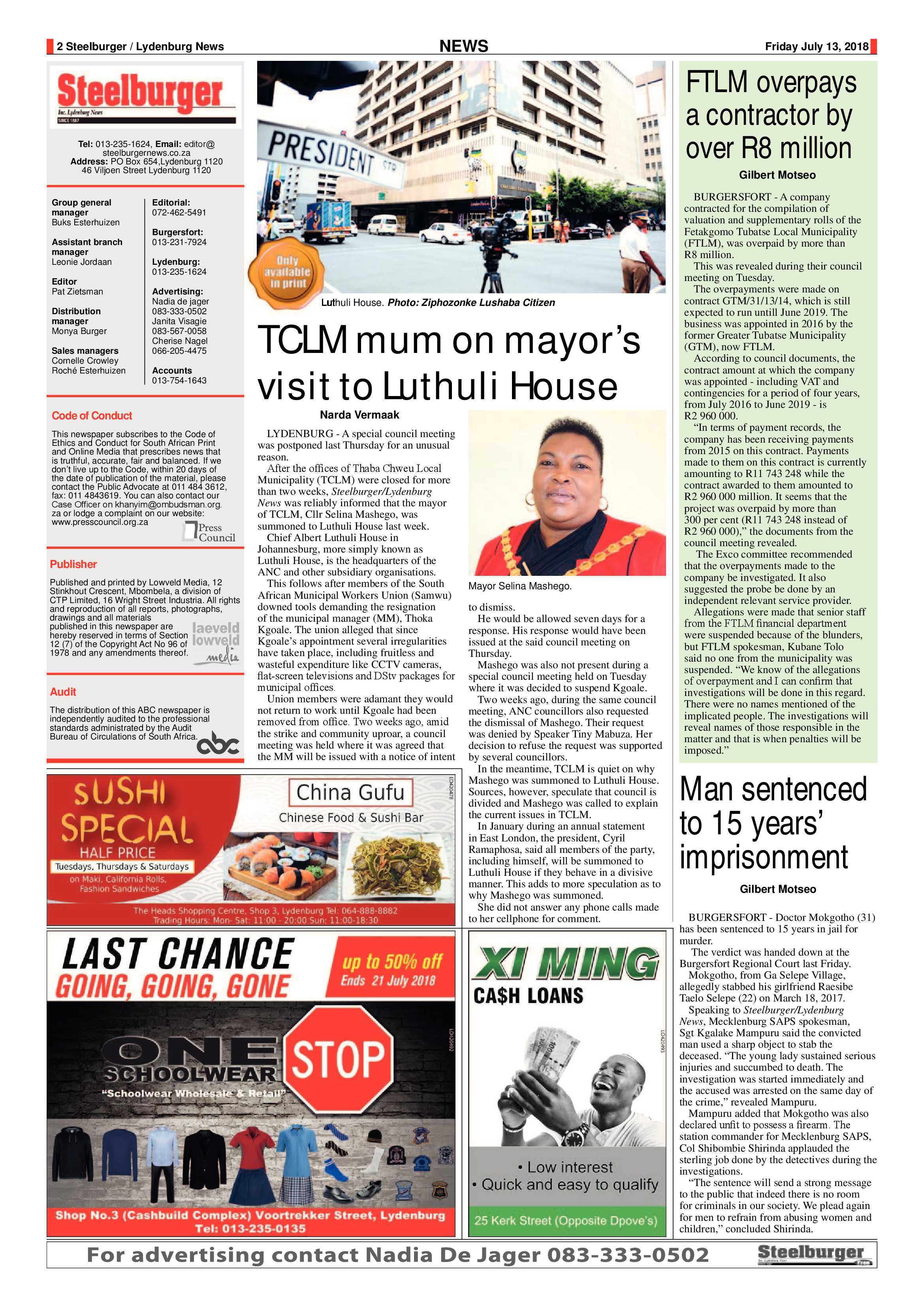 Steelburger News 13 July 2018 page 2