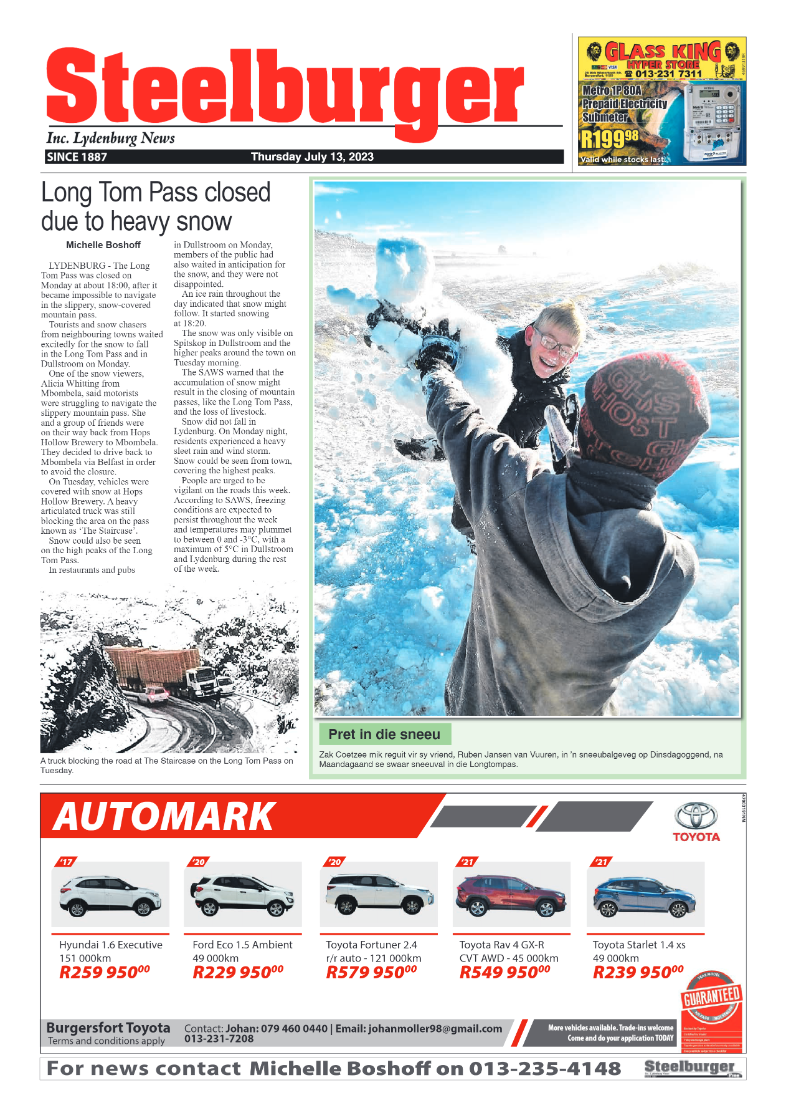 Steelburger News 13 July 2023 page 1