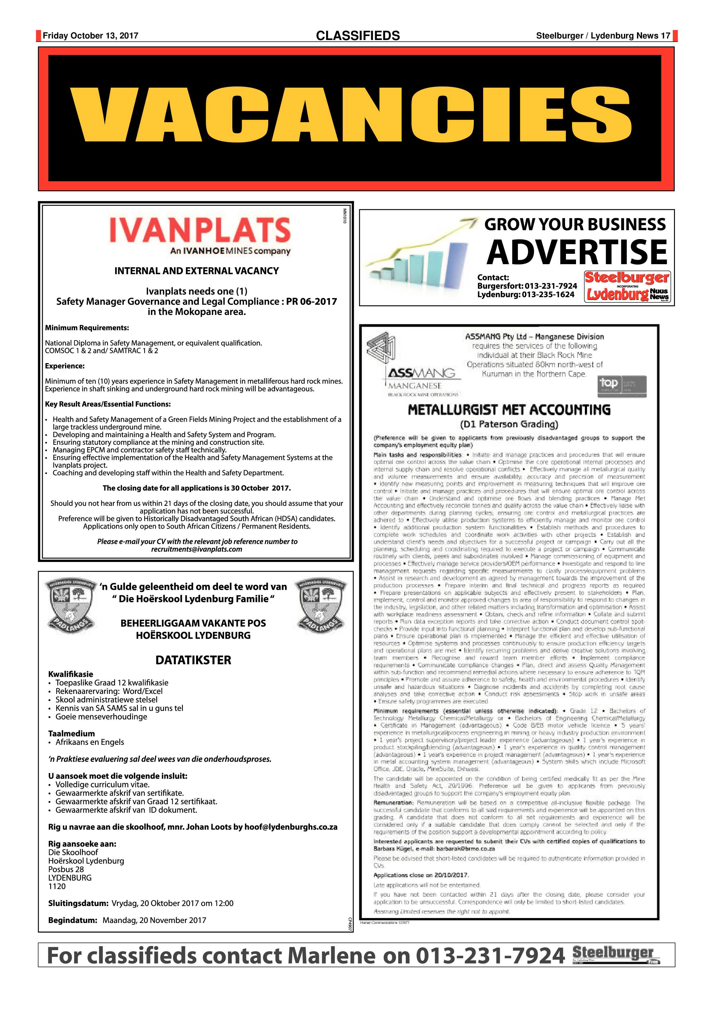 Steelburger News 13 October 2017 page 17