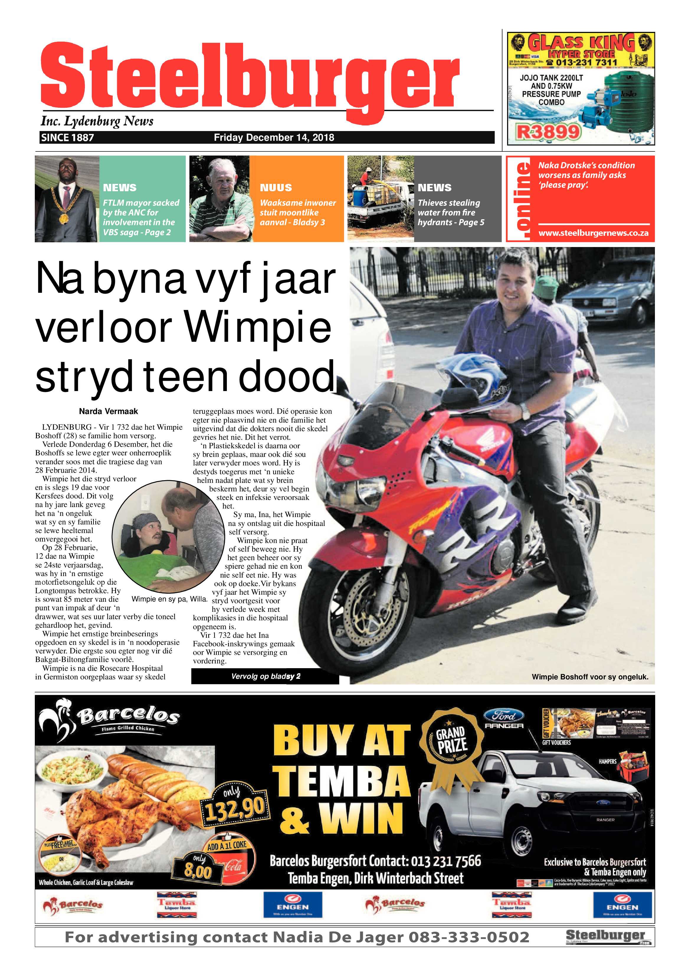 Steelburger News 14 December 2018 page 1