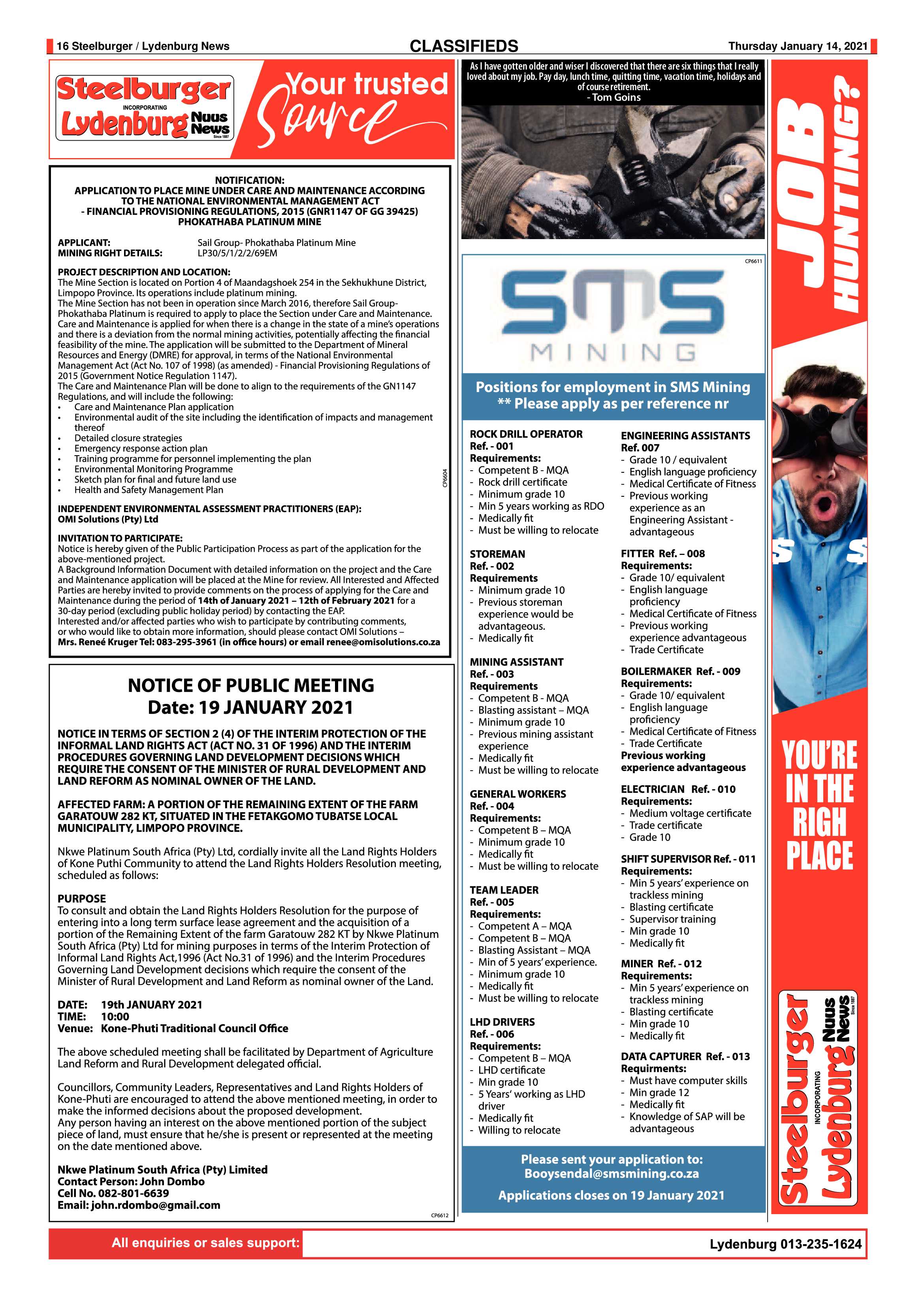 Steelburger news 14 January 2021 page 16