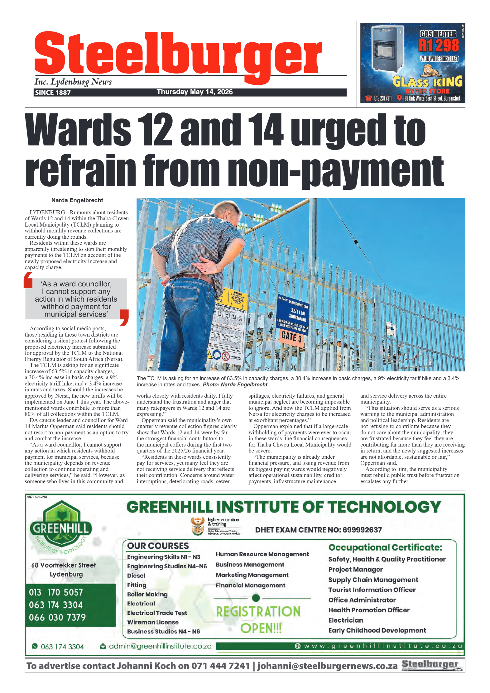 Steelburger News 14 May 2026 page 1