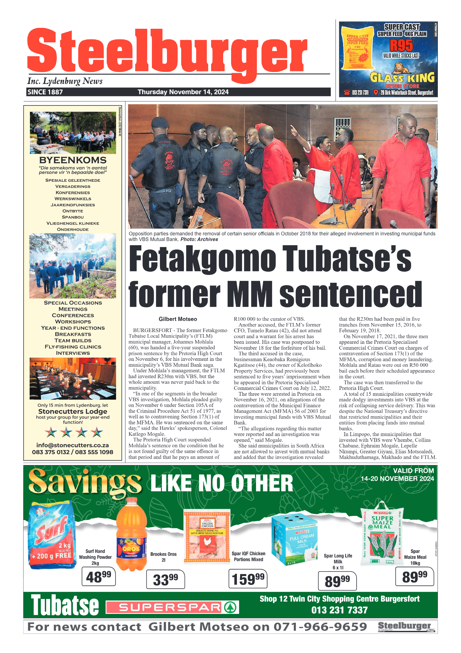 Steelburger News 14 November 2024 page 1