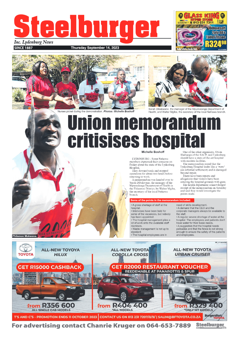 Steelburger News 14 September 2023 page 1