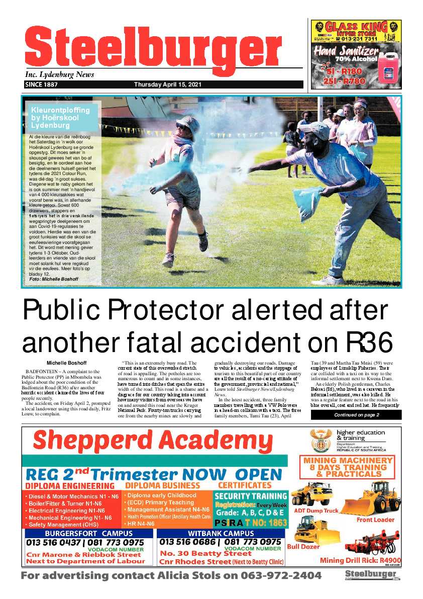 Steelburger News 15 April 2021 page 1