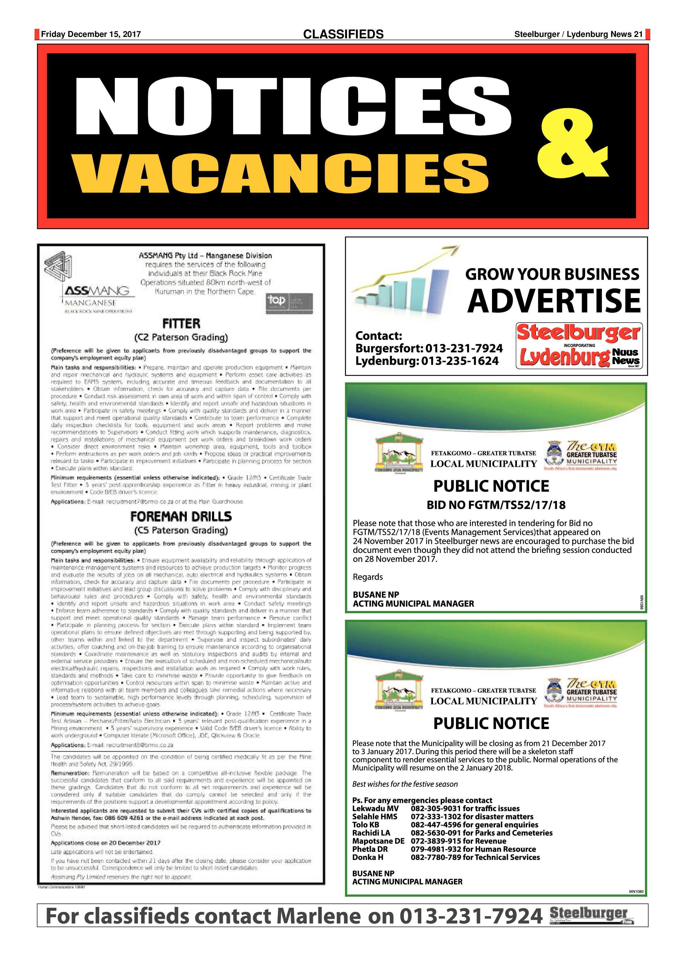 Steelburger News 15 December 2017 page 21