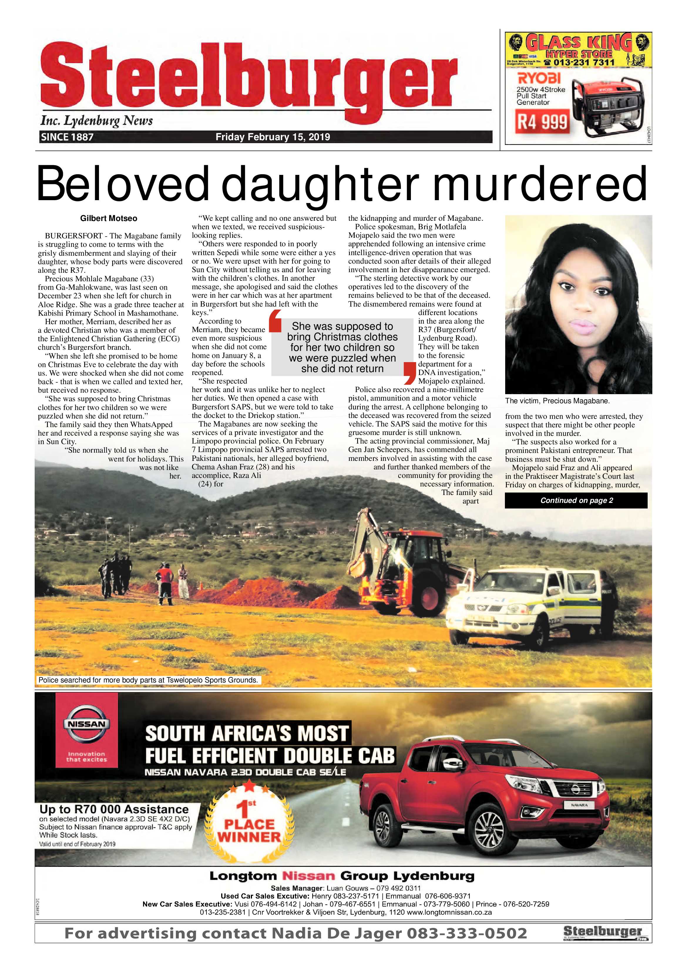 Steelburger News 15 February 2019 page 1