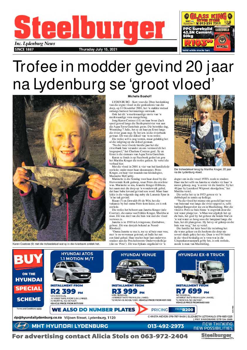 Steelburger news 15 July 2021 page 1