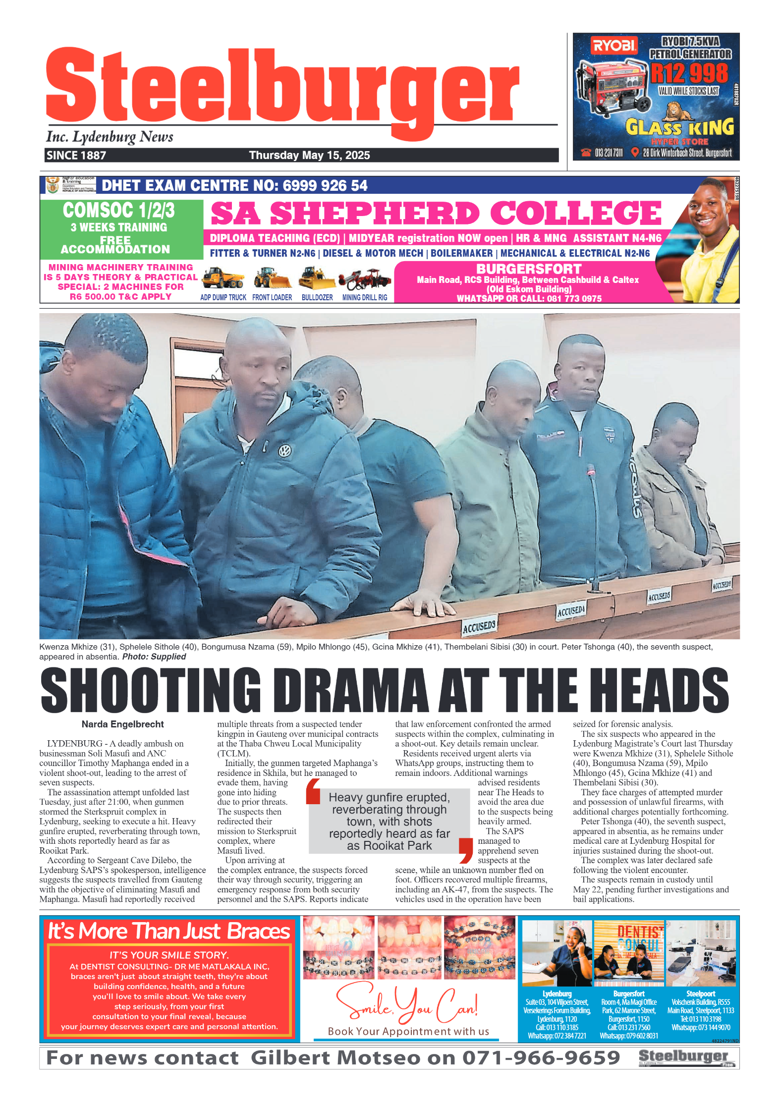 Steelburger News 15 May 2025 page 1