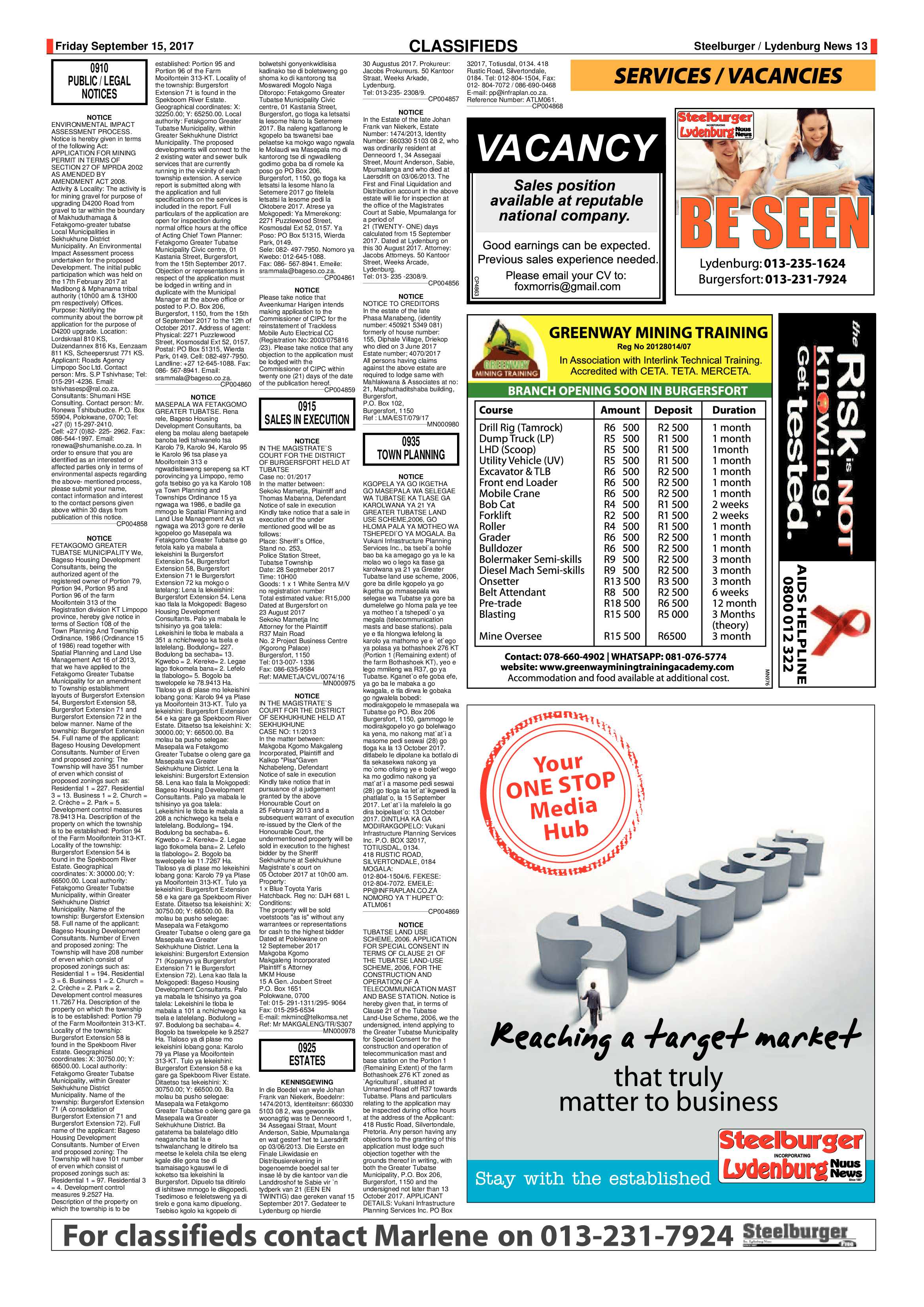 Steelburger News 15 September 2017 page 13