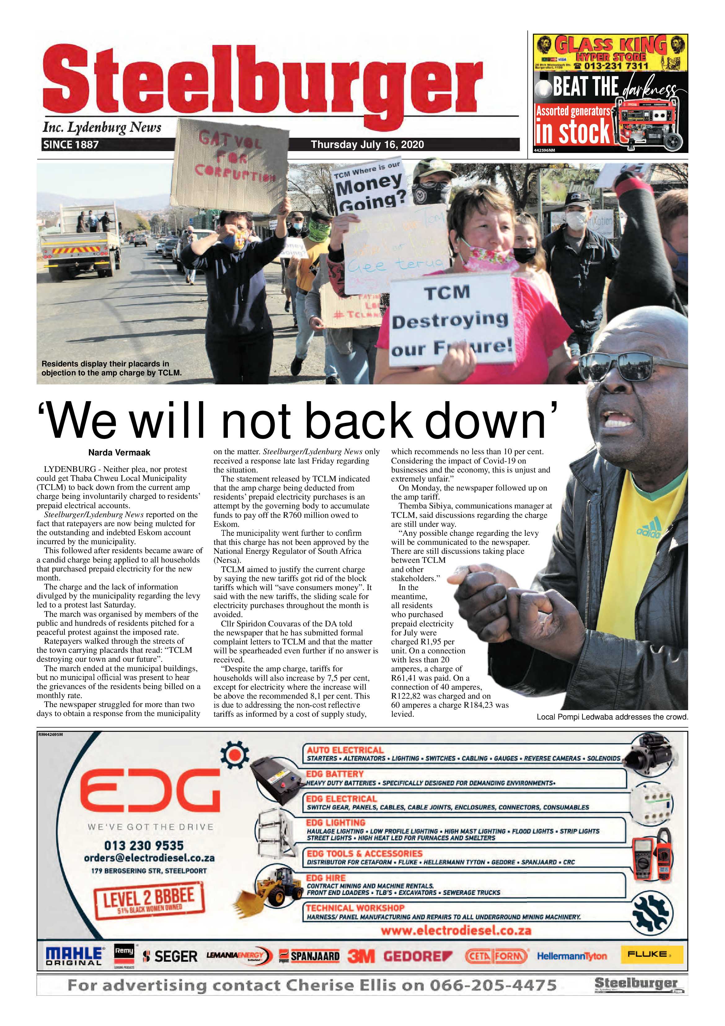 Steelburger News 16 July 2020 page 1