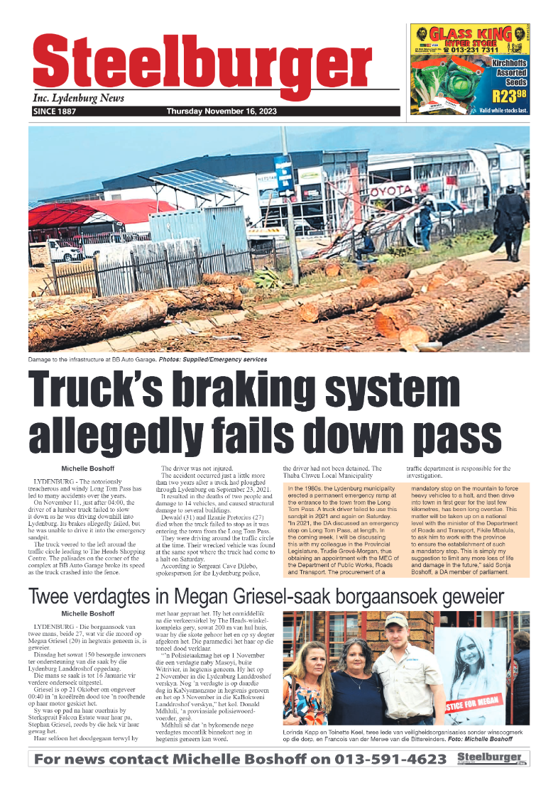 Steelburger News 16 November 2023 page 1