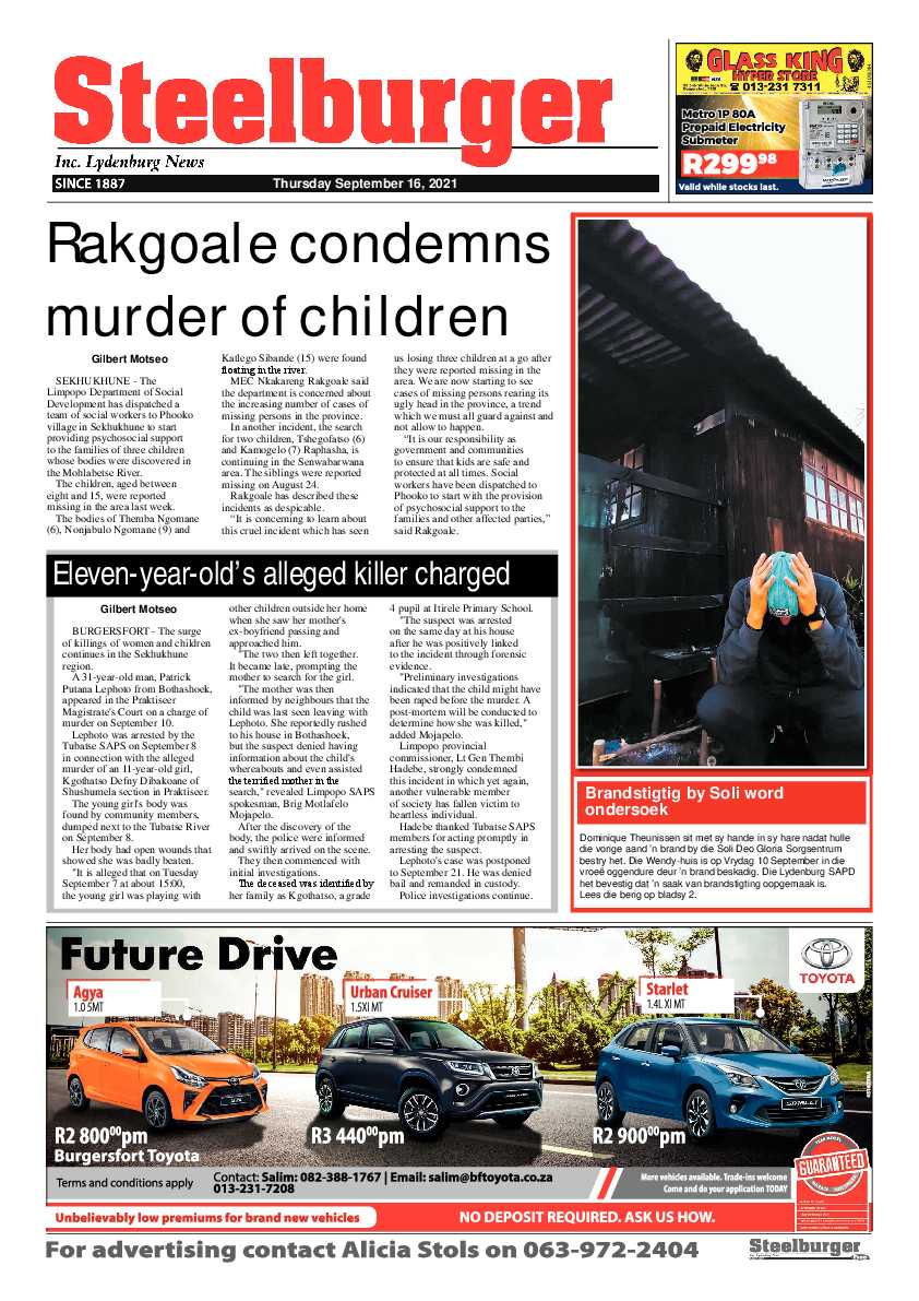 Steelburger News 16 September 2021 page 1