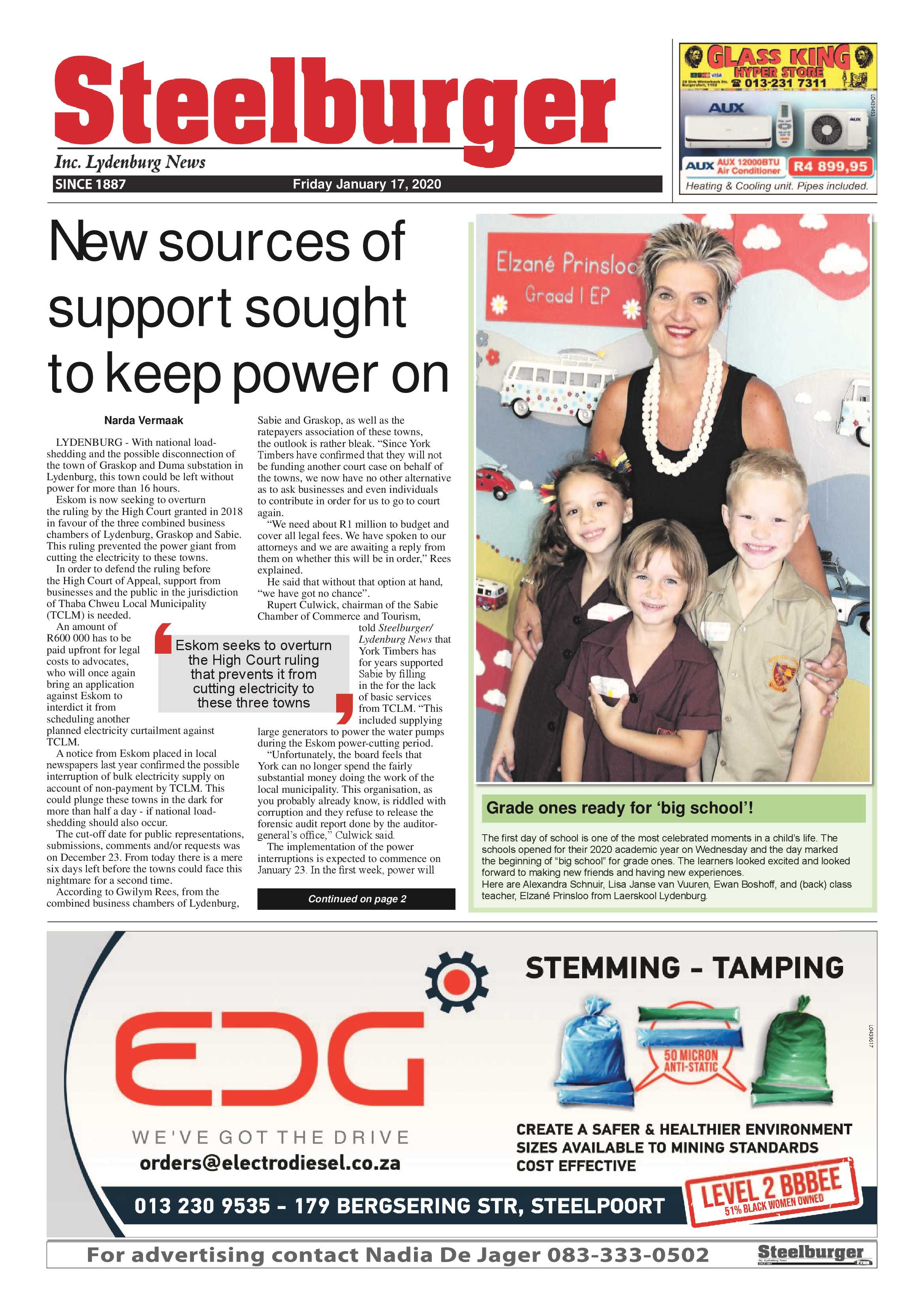 Steelburger News 17 January 2020 page 1