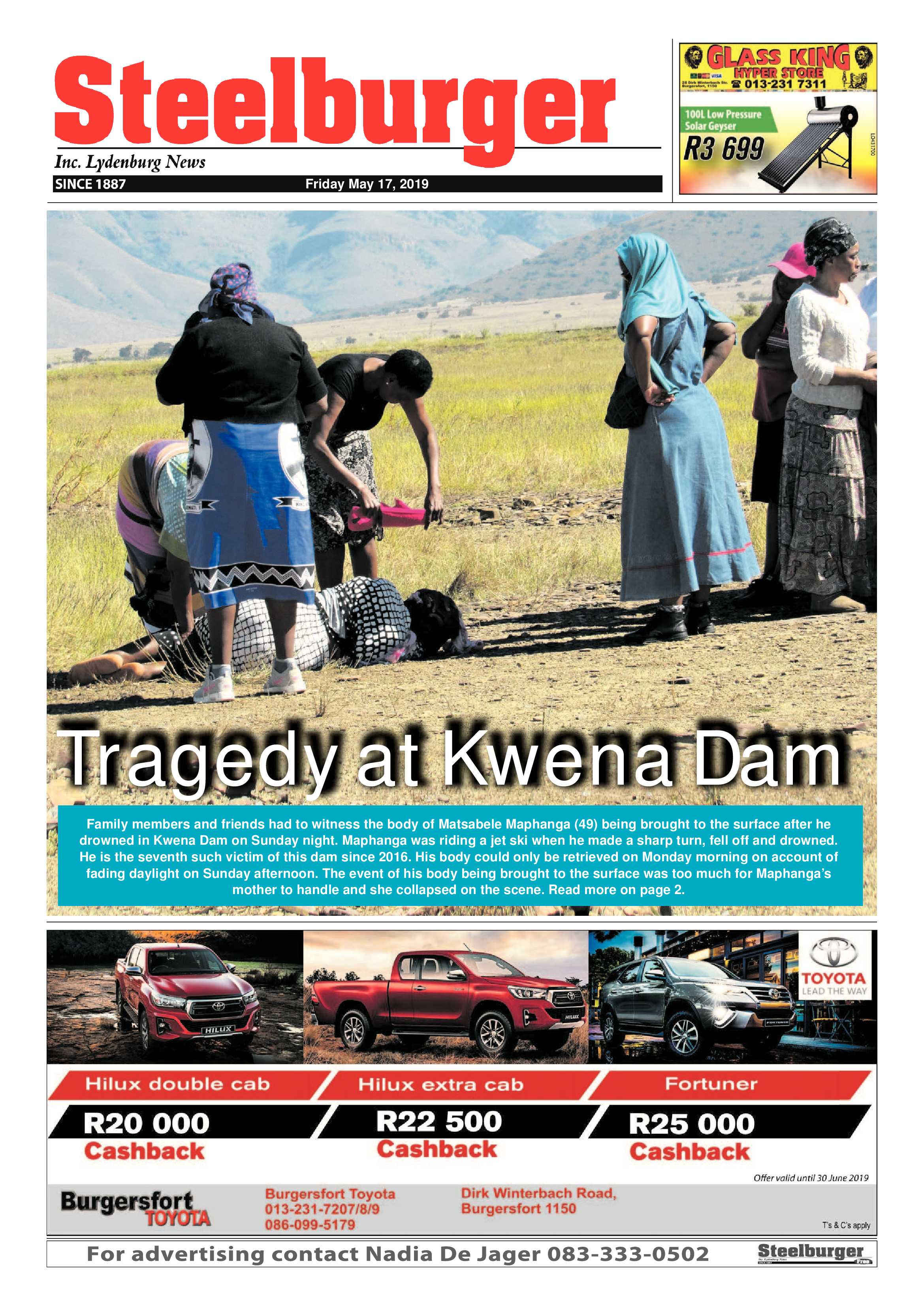 Steelburger News 17 May 2019 page 1