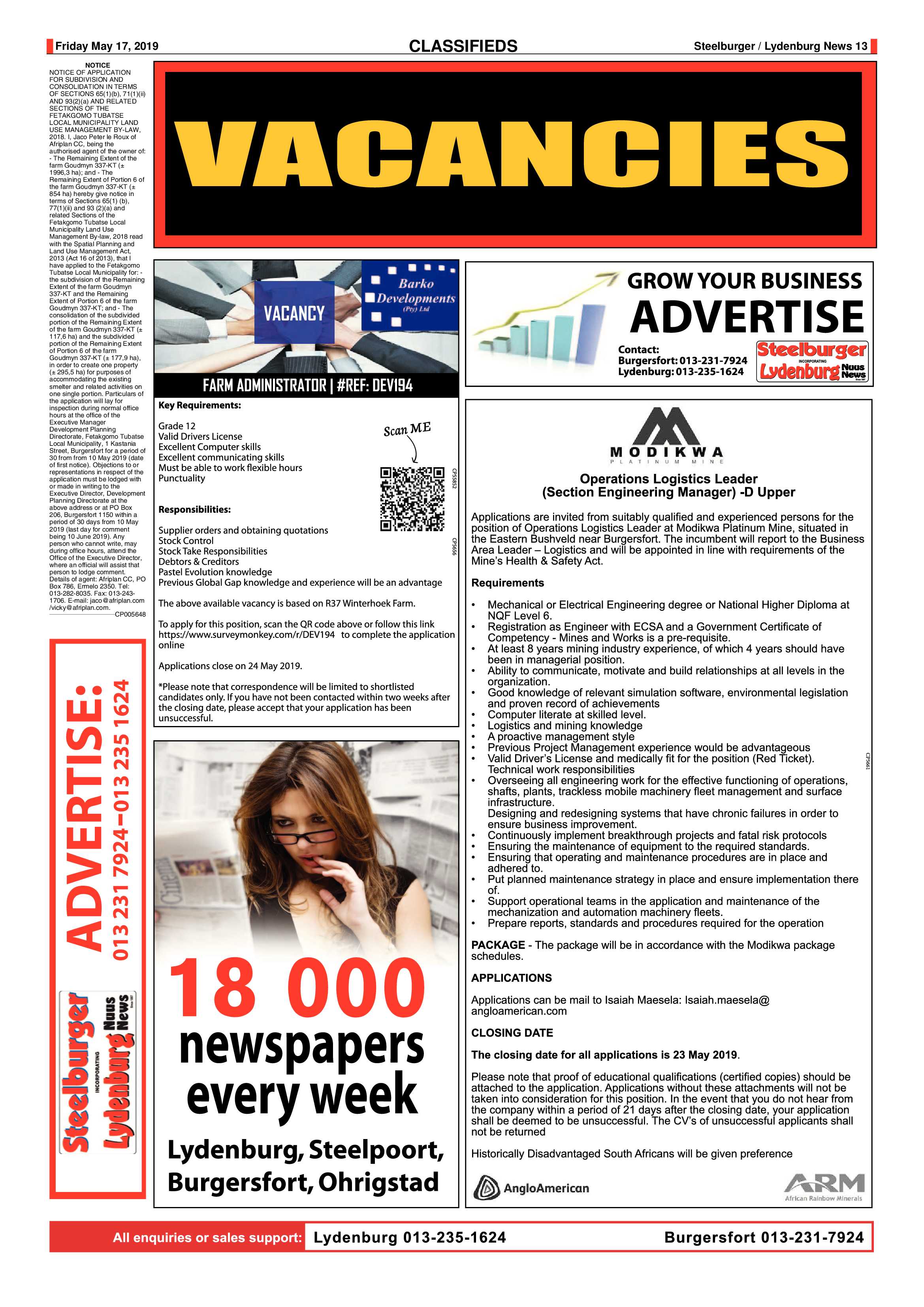 Steelburger News 17 May 2019 page 13