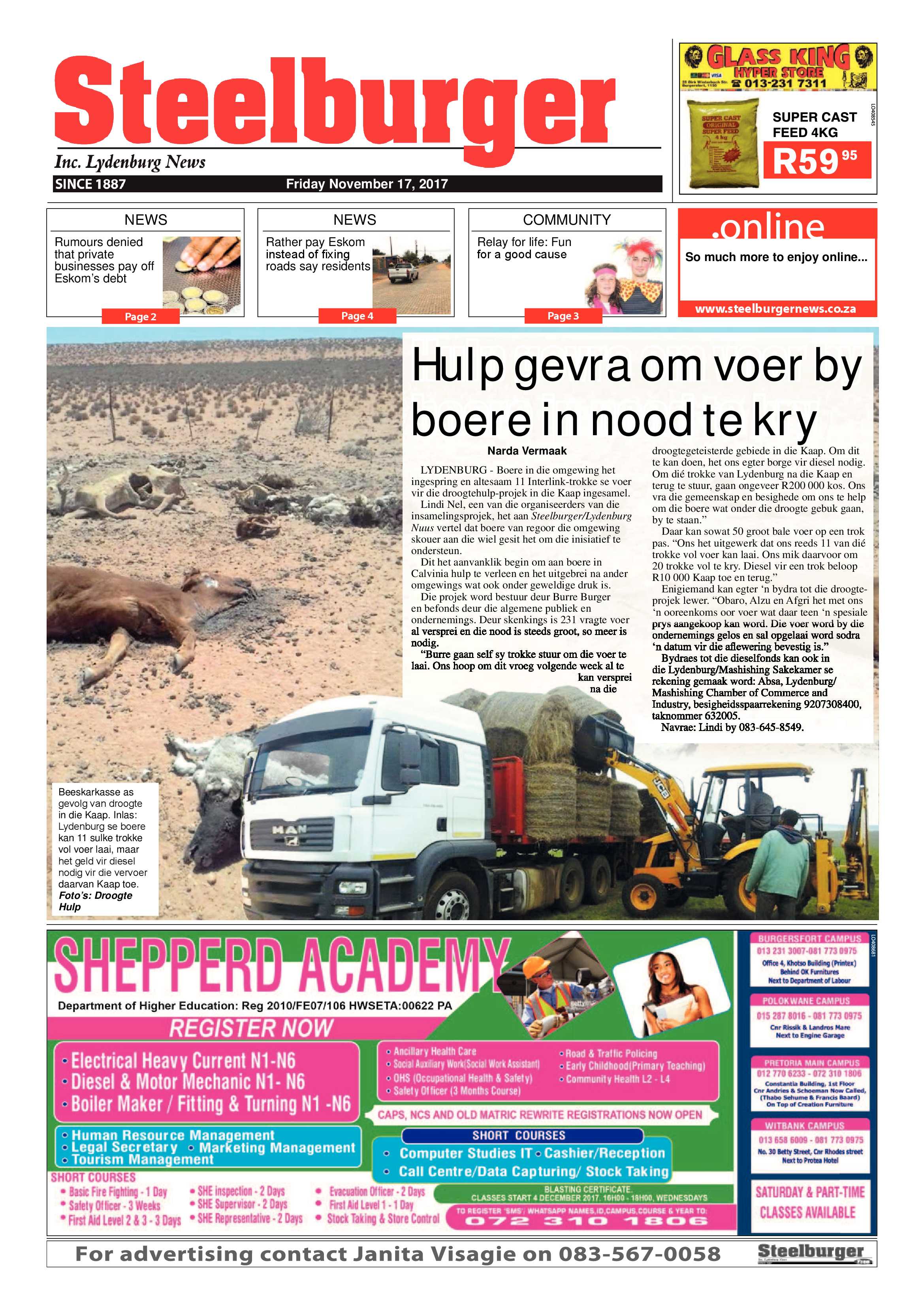Steelburger News 17 November 2017 page 1